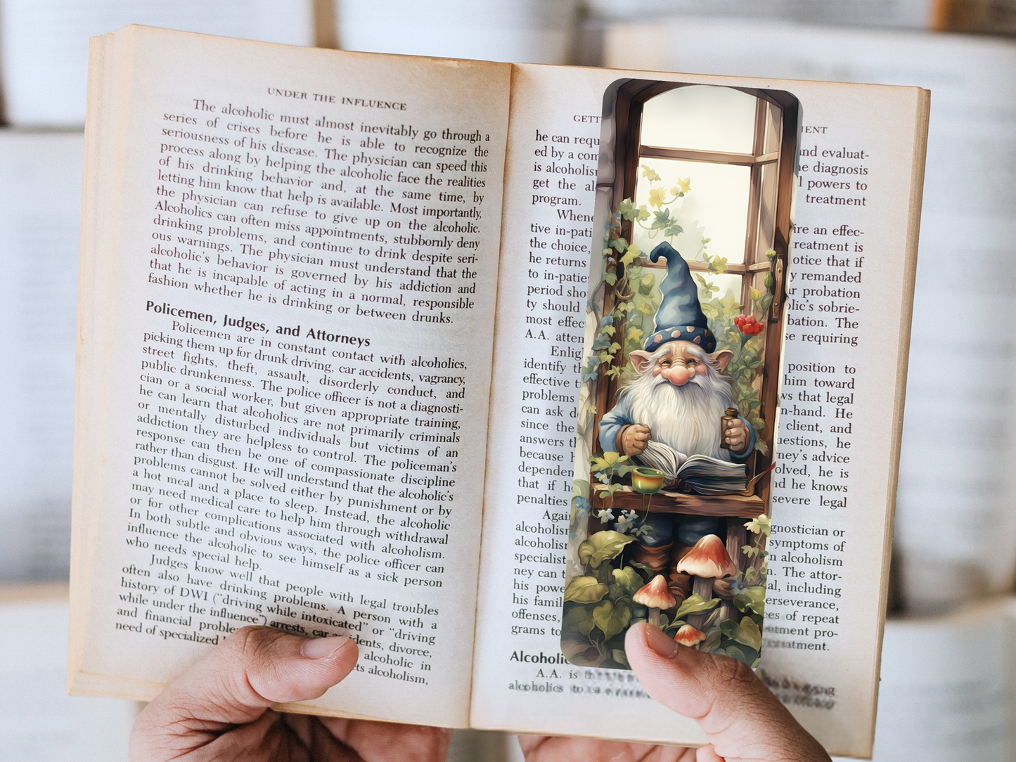 Lovely illustrated Gnome printed bookmark, Page Saver, Book Lover Gift