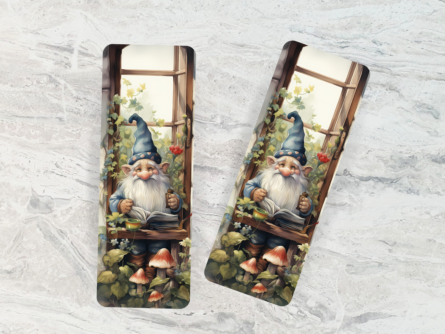 Lovely illustrated Gnome printed bookmark, Page Saver, Book Lover Gift