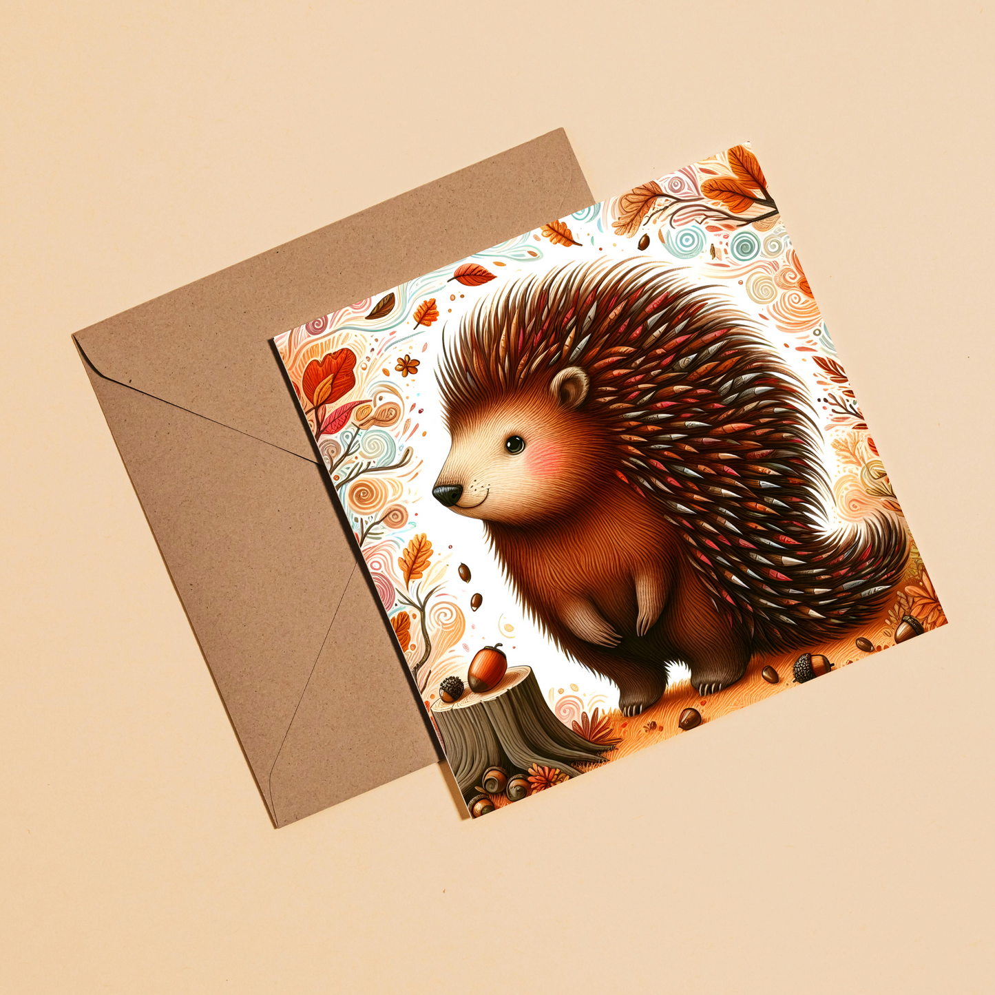 Hedgehog Greeting Card –Illustrated Blank Birthday Card