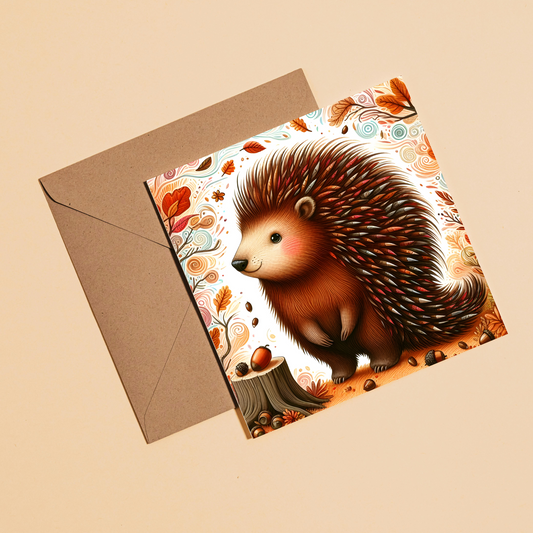 Hedgehog Greeting Card –Illustrated Blank Birthday Card