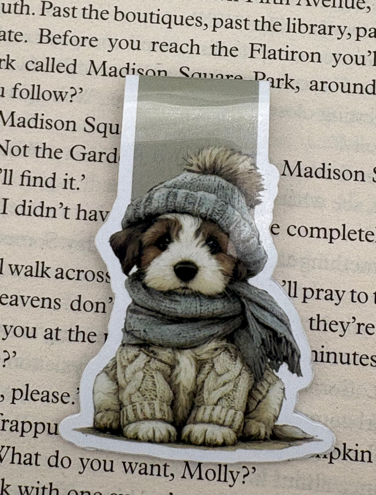 Whimsical Dog Magnetic bookmark, Page Saver, Book Lover Gift