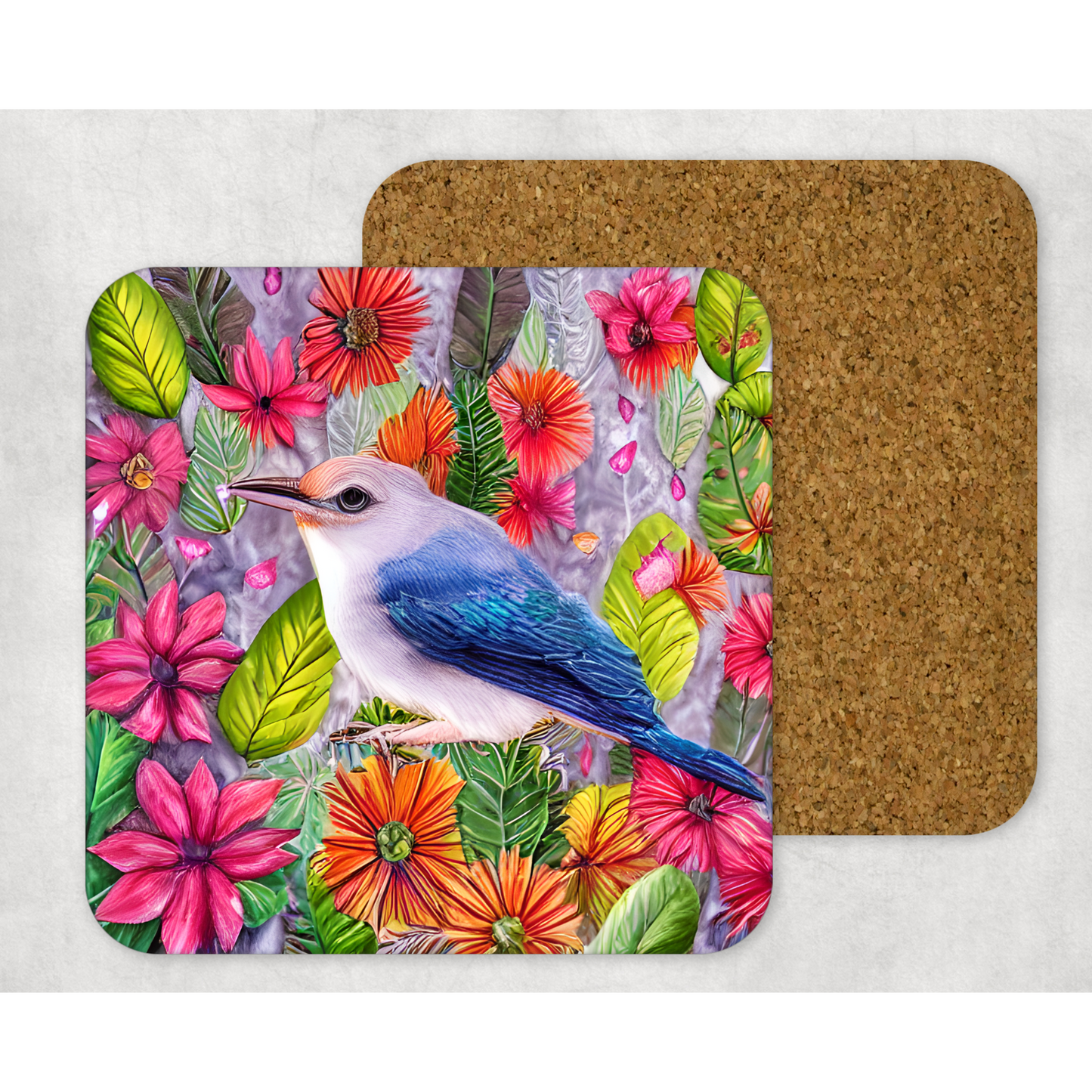 Beautifully Printed  Intricate Bird Wooden Coasters for Stylish Home Décor