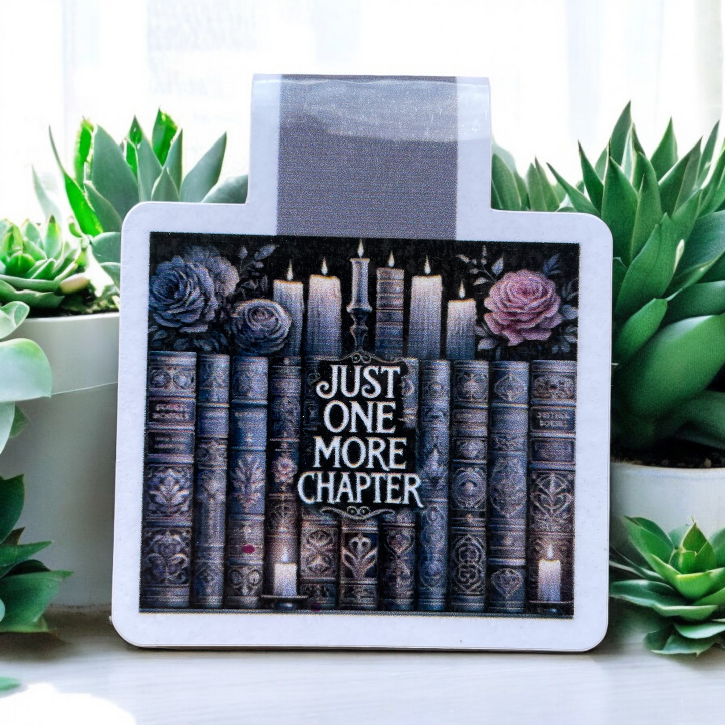 Lovely illustrated printed Just One More Chapter Magnetic bookmark, Page Saver, Book Lover Gift