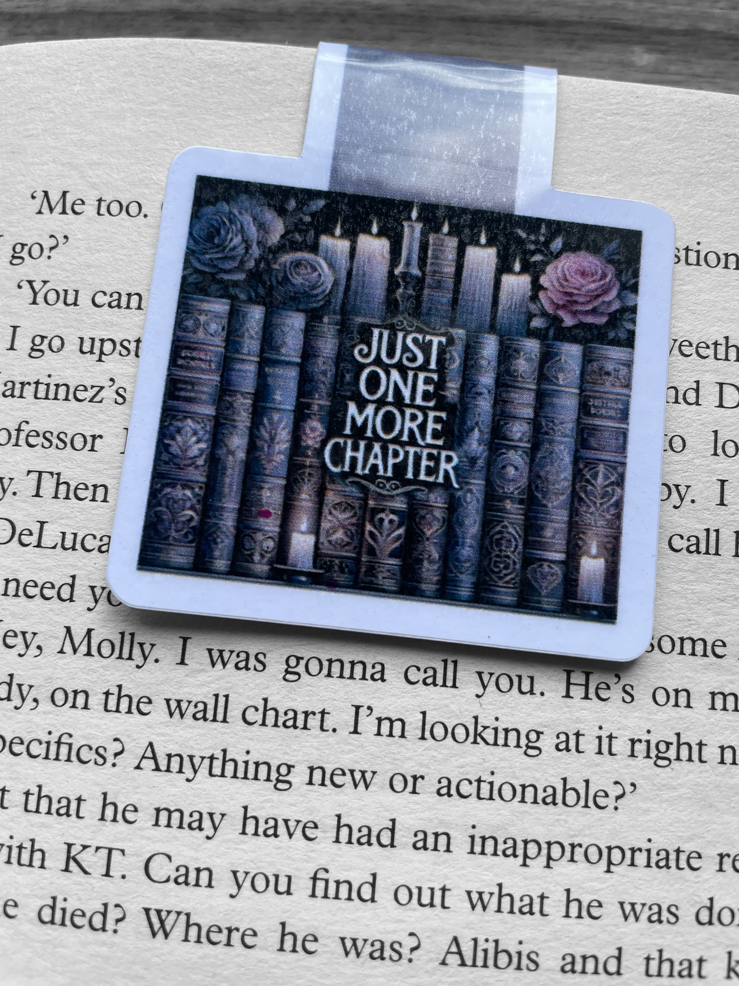 Lovely illustrated printed Just One More Chapter Magnetic bookmark, Page Saver, Book Lover Gift