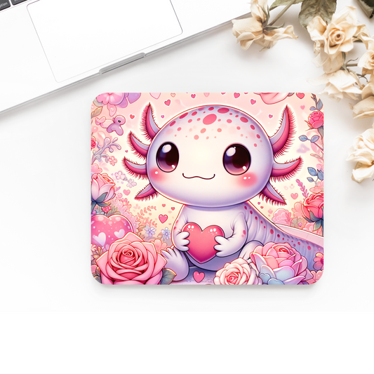 Printed Anti-Slip Mouse Mat Pad - Kawaii Axolotl Design
