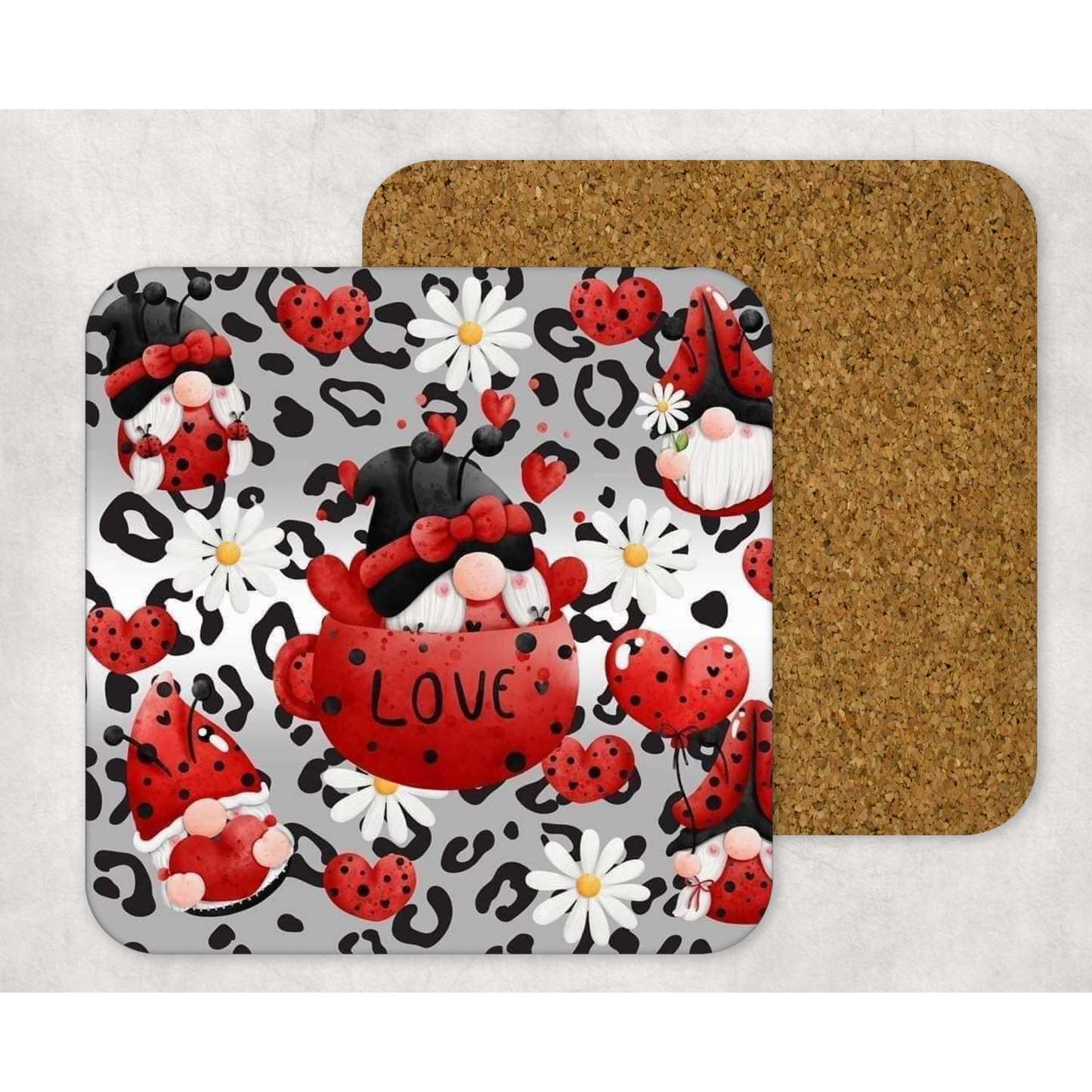 Beautifully Printed  Ladybug Gonk Wooden Coasters for Stylish Home Décor