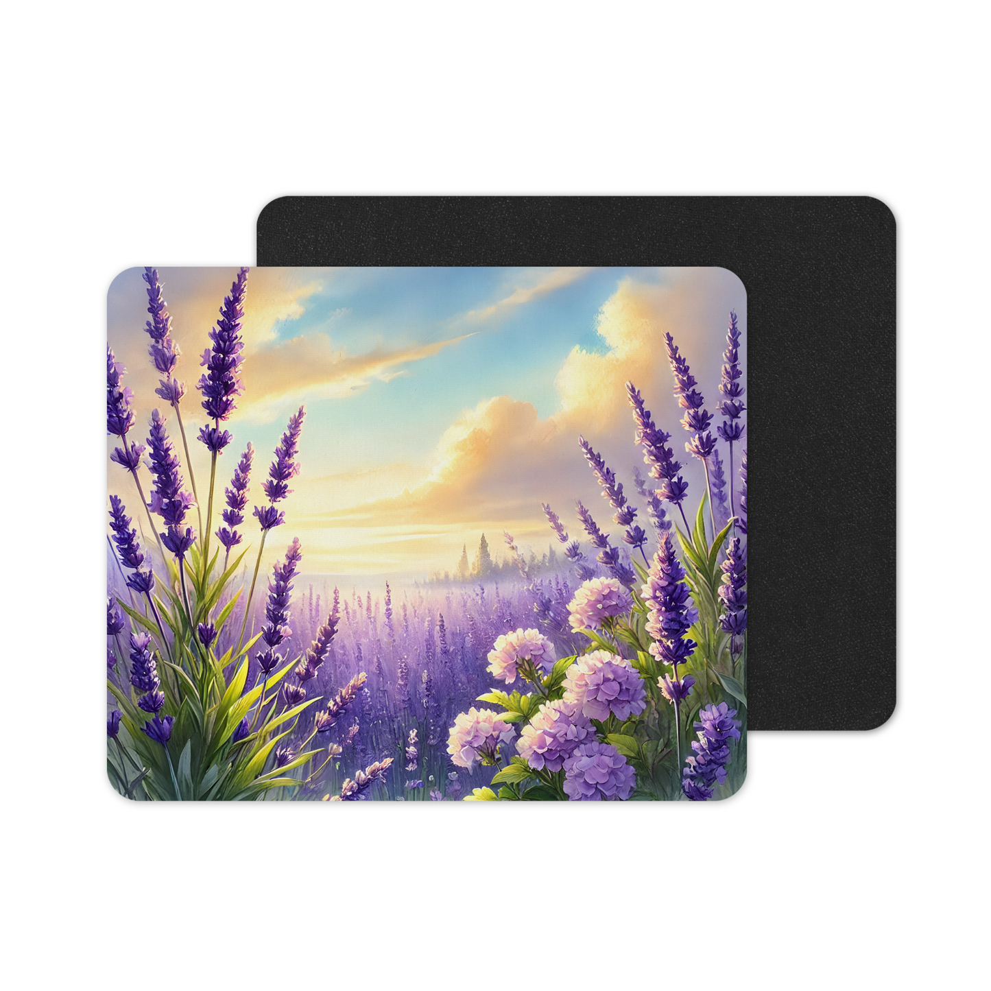 Printed Anti-Slip Mouse Mat Pad - Lavender Field Design