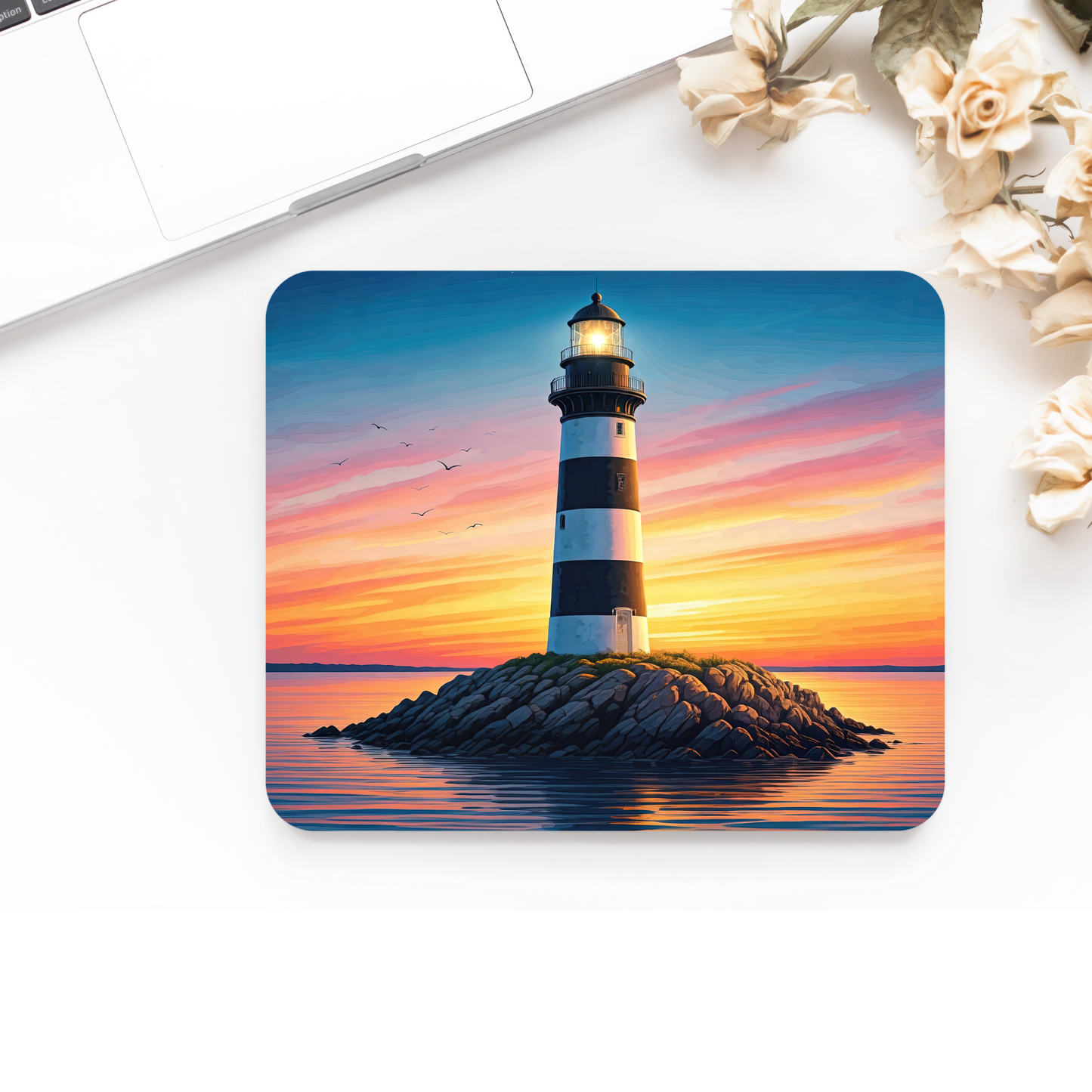 Printed Anti-Slip Mouse Mat Pad - Lighthouse Design