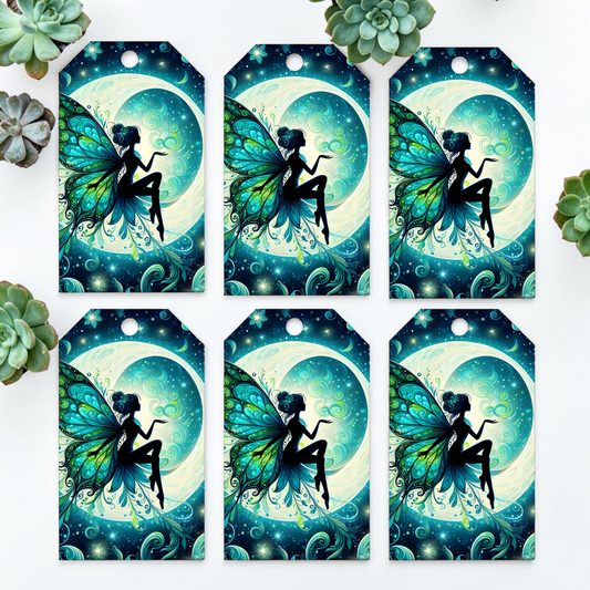 12 X  Moon Fairy Gift Tags, Gift Wrapping, Luggage Tags, Card Making