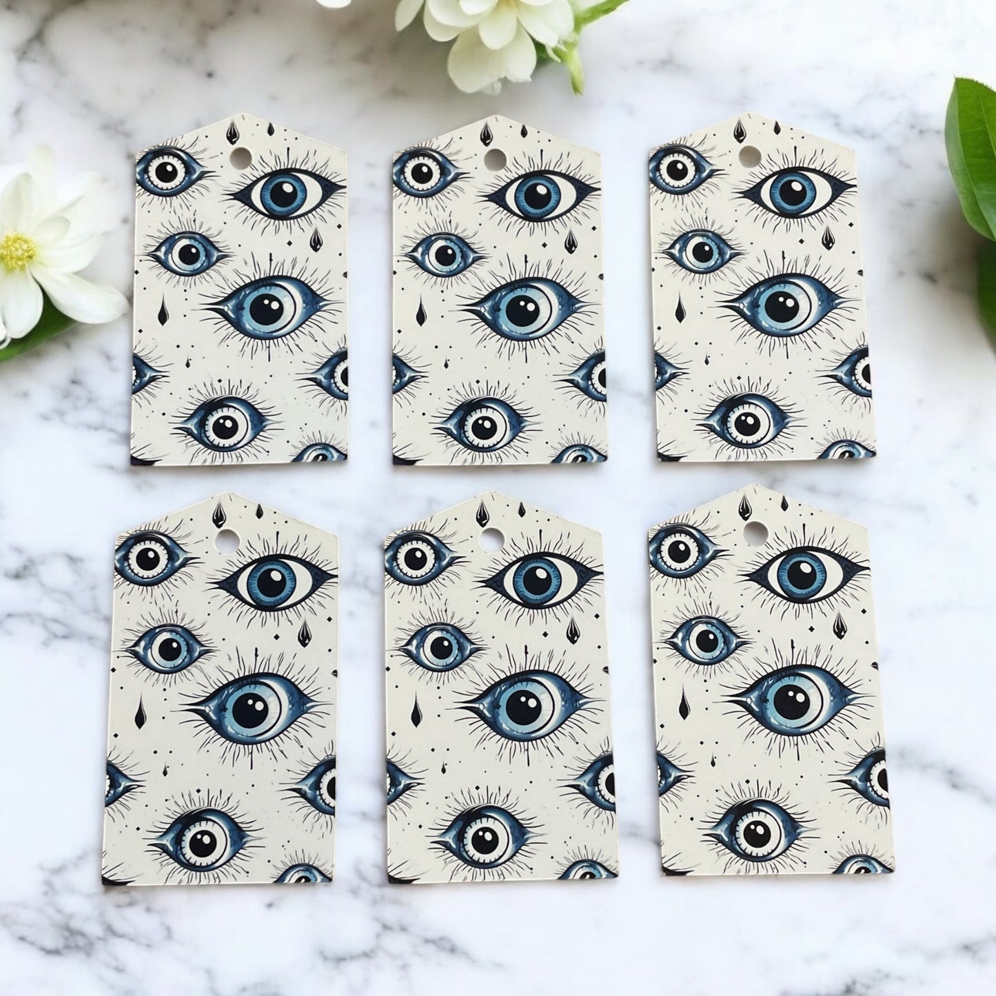 12 X Blue Eyes Gift Tags, Gift Wrapping, Luggage Tags, Card Making