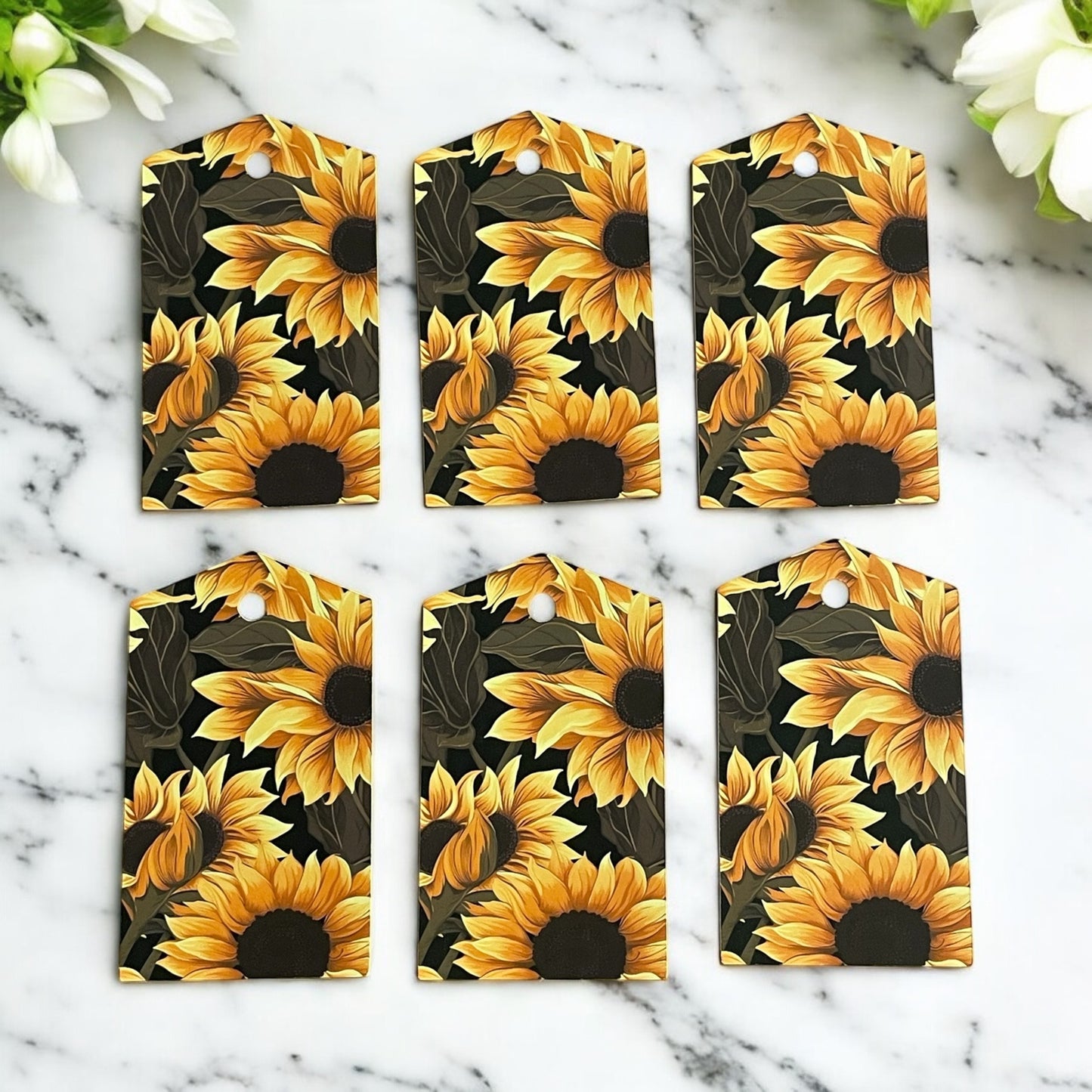 12 X Sunflowers Gift Tags, Gift Wrapping, Luggage Tags, Card Making