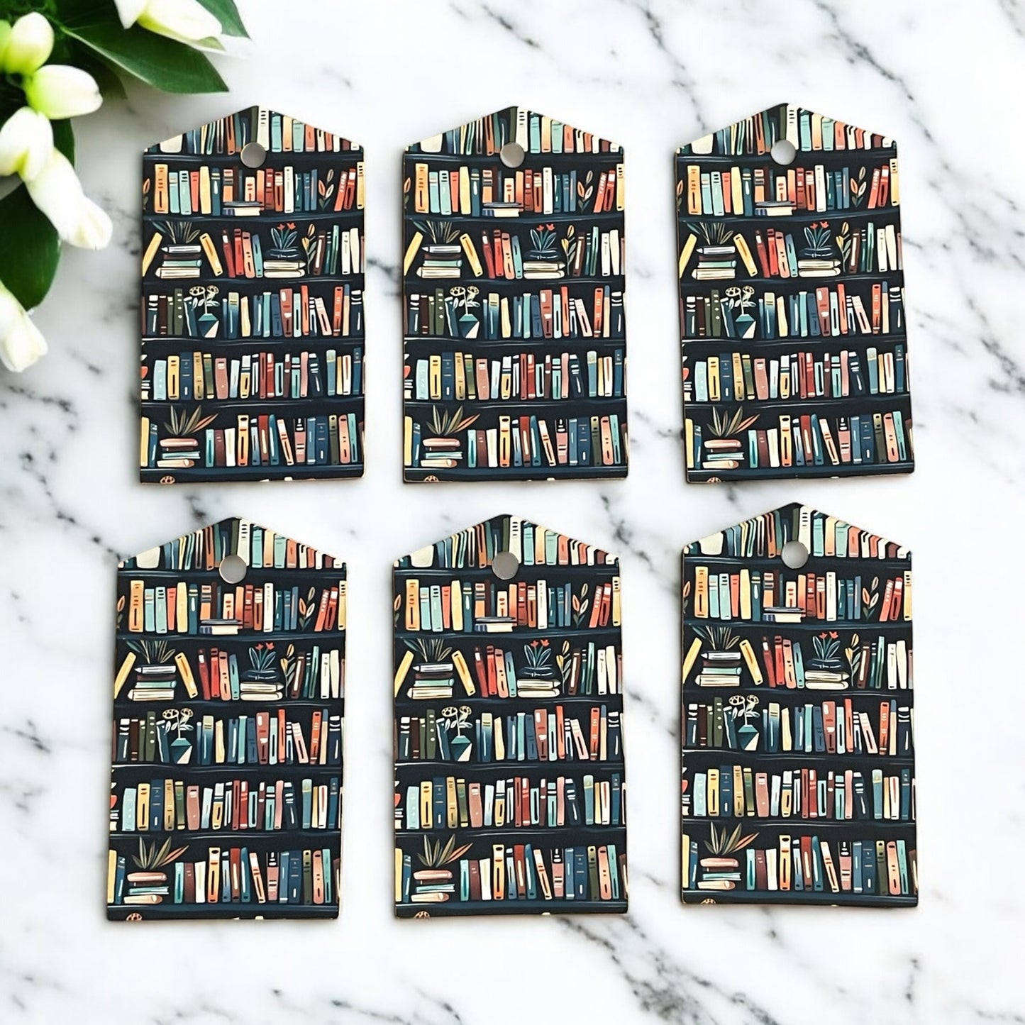 12 X Bookshelves Gift Tags, Gift Wrapping, Luggage Tags, Card Making