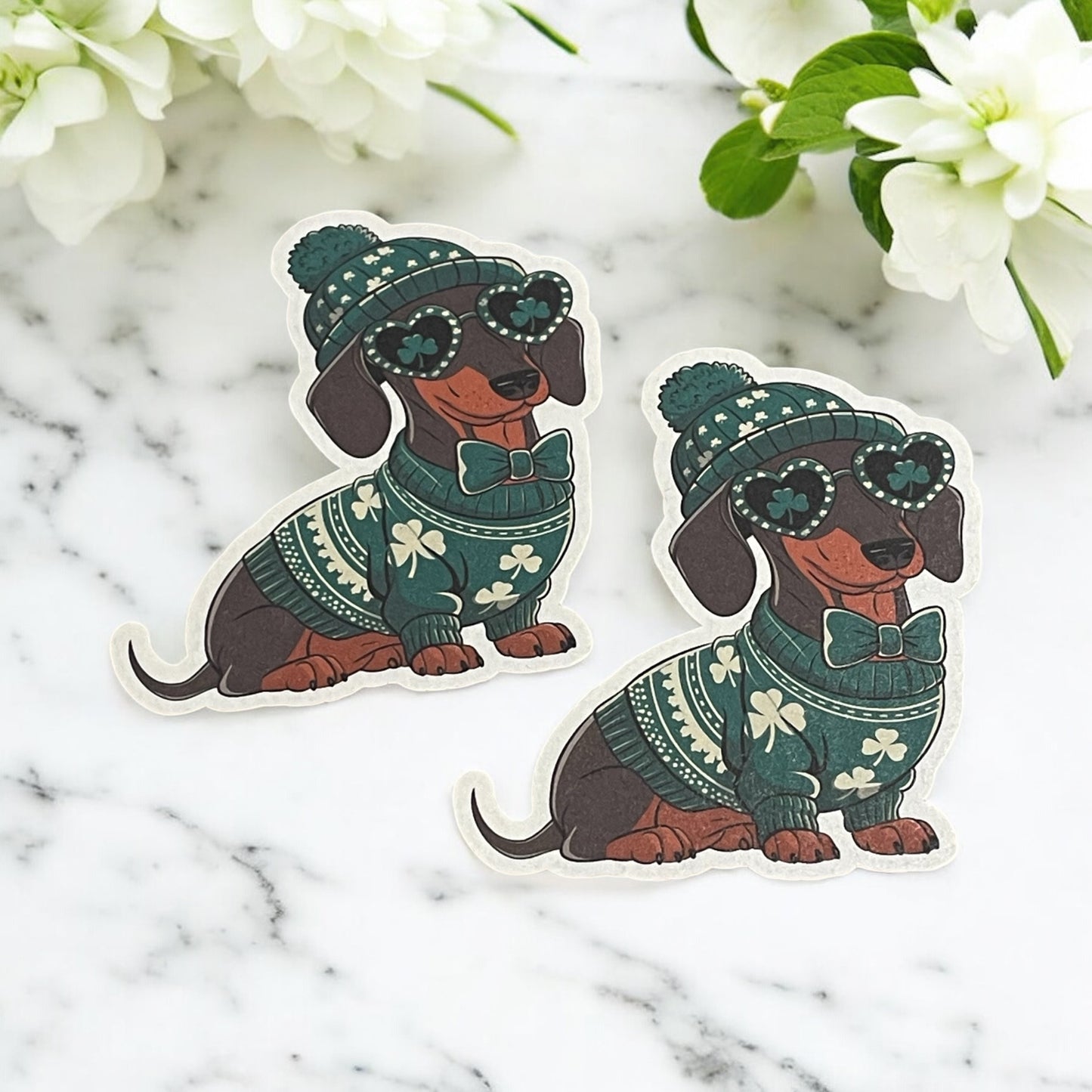 St Patricks Day Dachshund Vinyl Sticker ,Laptop, scrapbook, junk journal ,crafts, Water Bottle