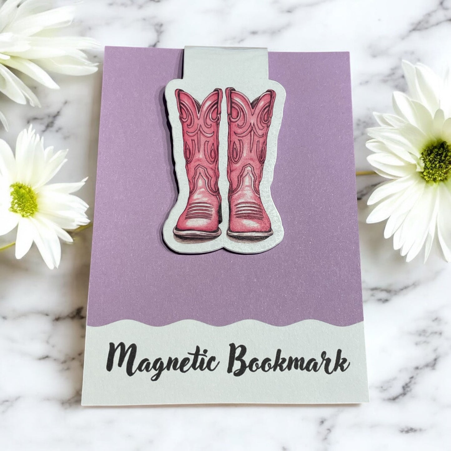 Pink Cowboy Boots Magnetic bookmark, Page Saver, Book Lover Gift