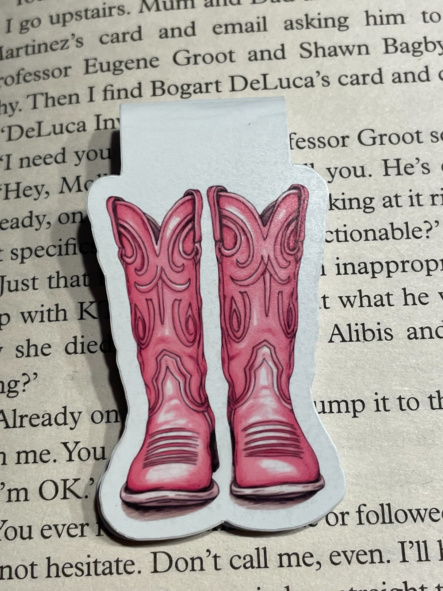 Pink Cowboy Boots Magnetic bookmark, Page Saver, Book Lover Gift