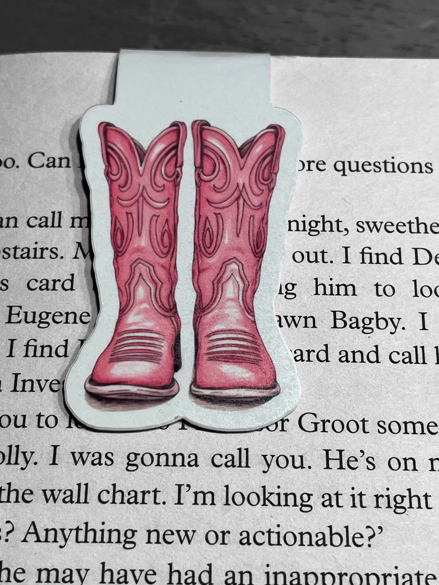 Pink Cowboy Boots Magnetic bookmark, Page Saver, Book Lover Gift