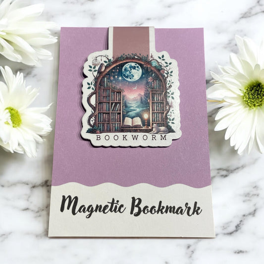 Lovely illustrated printed Bookworm Magnetic bookmark, Page Saver, Book Lover Gift