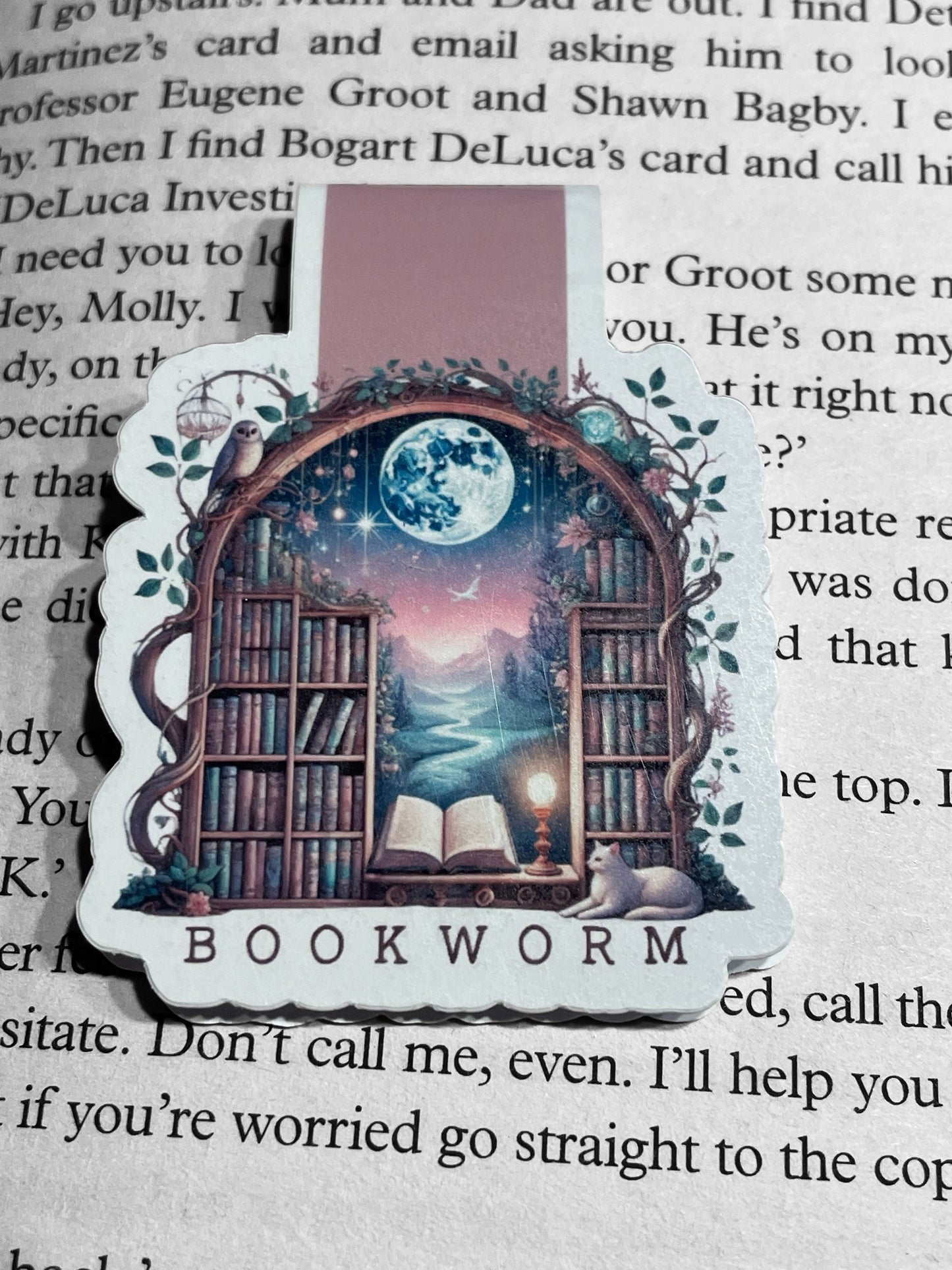 Lovely illustrated printed Bookworm Magnetic bookmark, Page Saver, Book Lover Gift