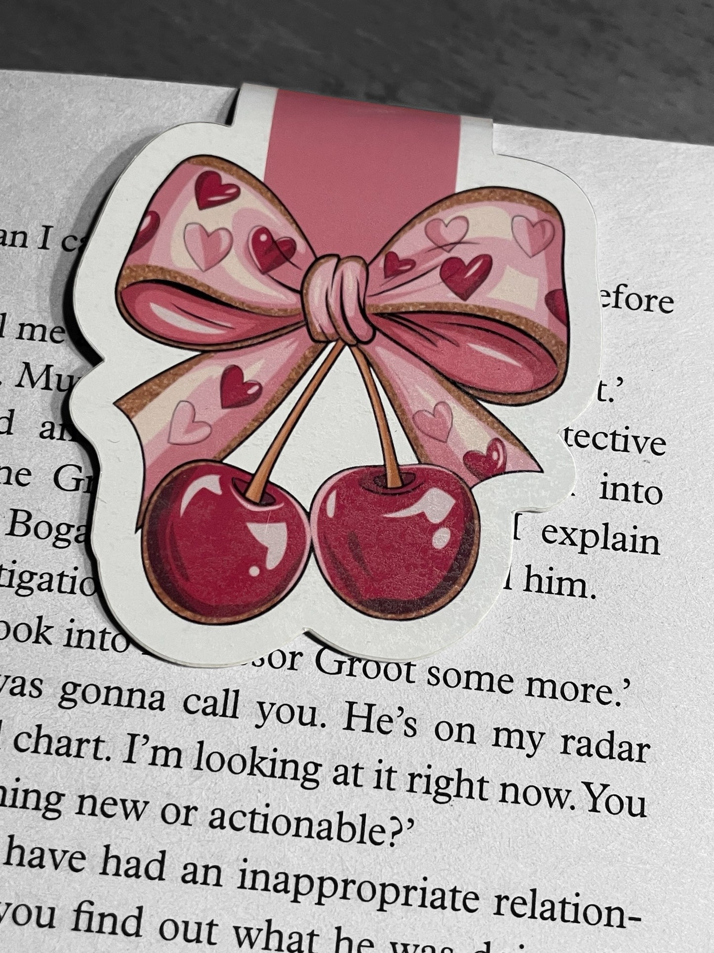 Coquette Cherry Magnetic bookmark, Page Saver, Book Lover Gift