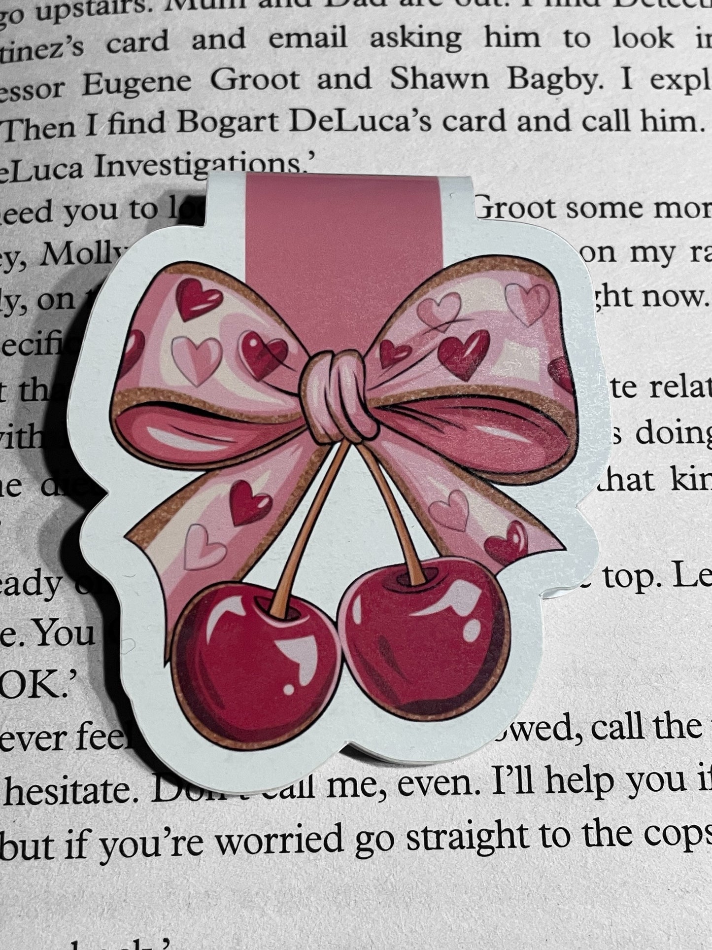 Coquette Cherry Magnetic bookmark, Page Saver, Book Lover Gift