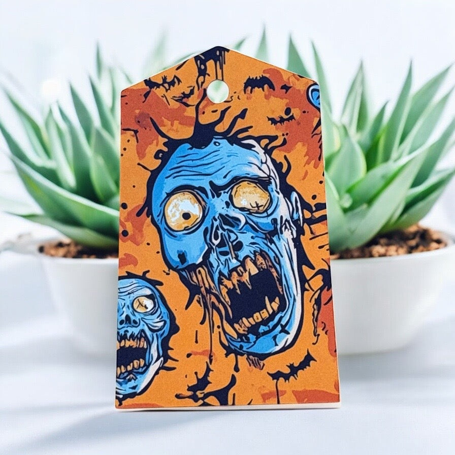 12 X Zombie Gift Tags, Gift Wrapping, Luggage Tags, Card Making