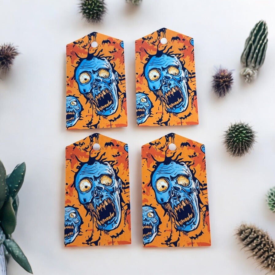 12 X Zombie Gift Tags, Gift Wrapping, Luggage Tags, Card Making