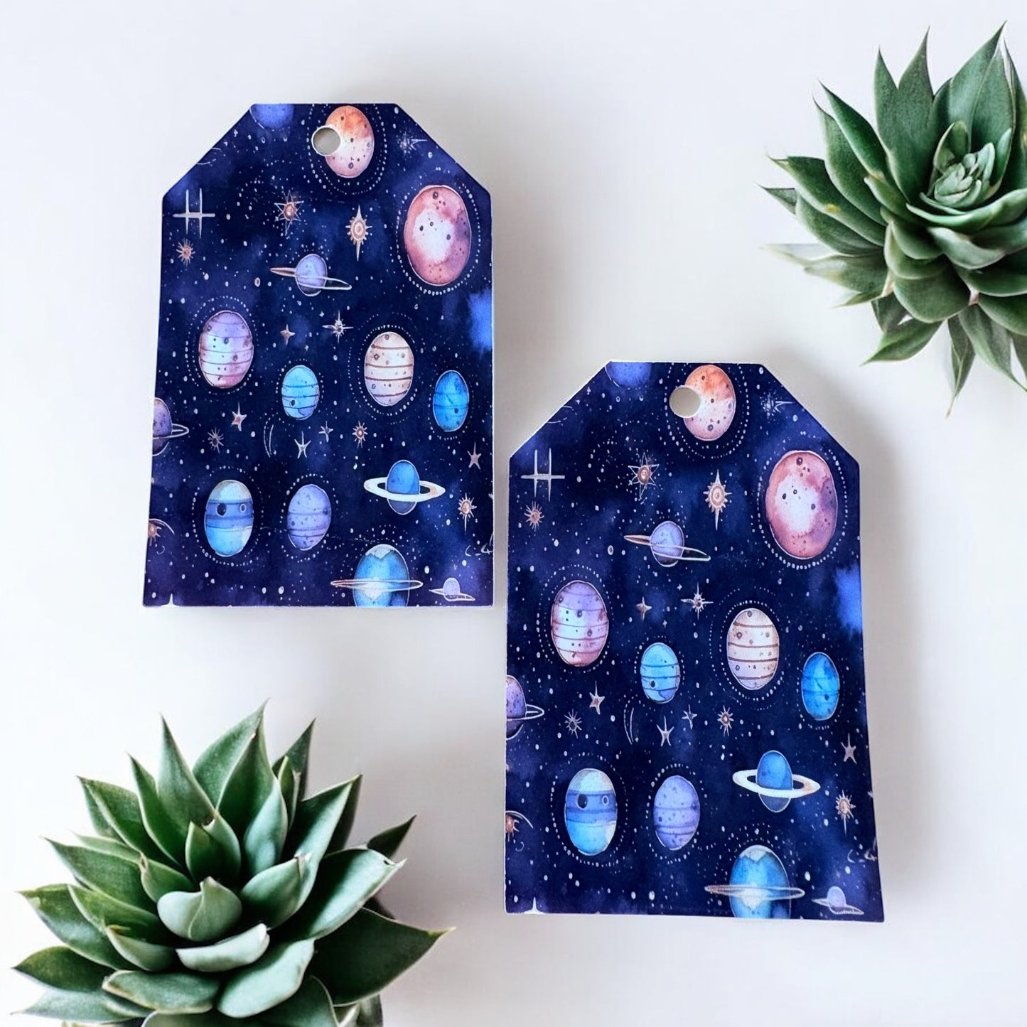 12 X Planets Gift Tags, Gift Wrapping, Luggage Tags, Card Making