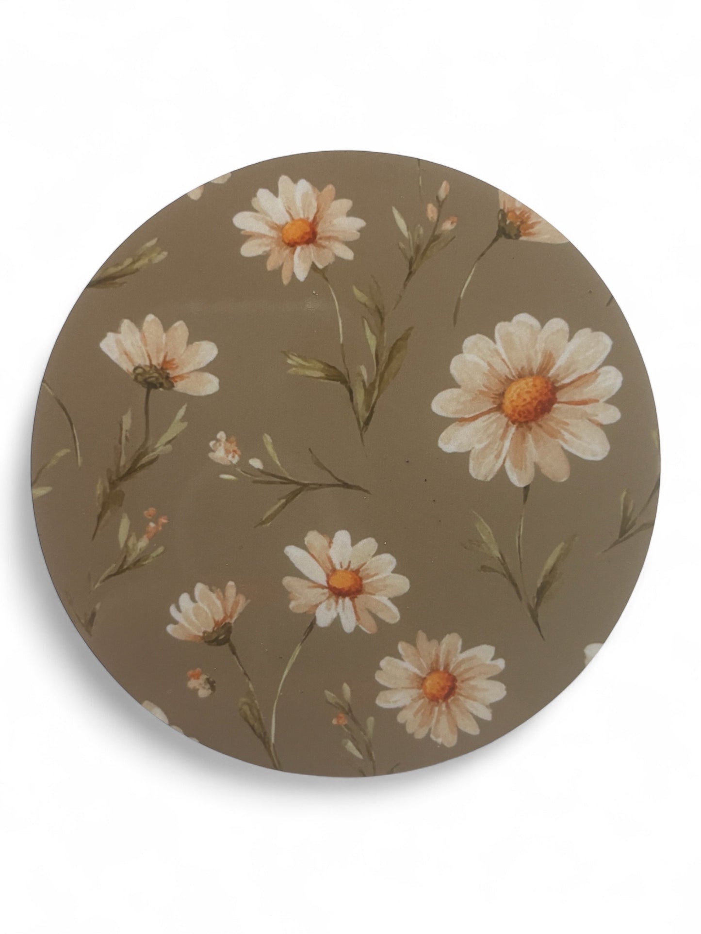 Printed  Green Daisy Wooden Coasters for Stylish Home Décor
