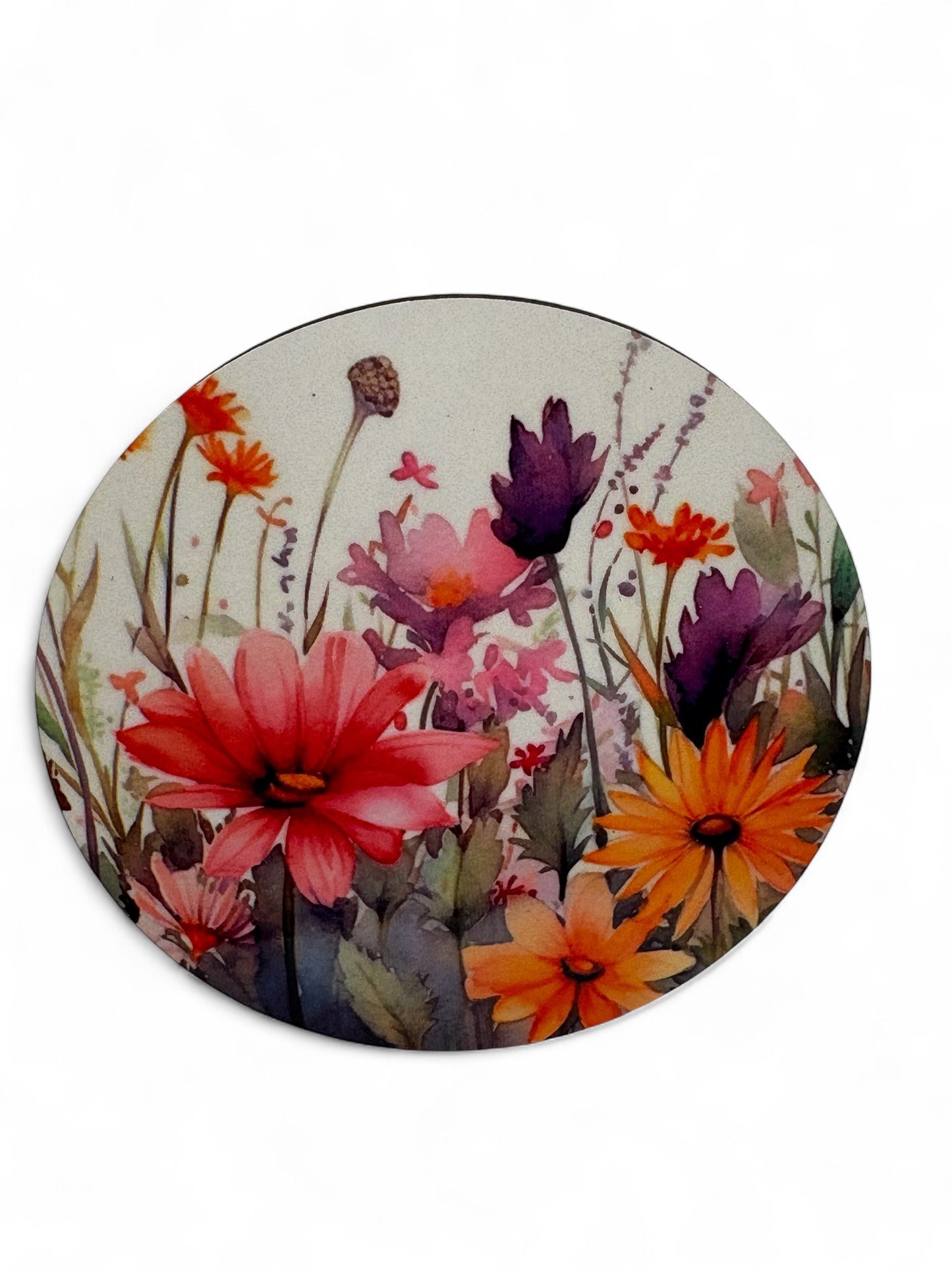 Printed  Meadow Flowers Wooden Coasters for Stylish Home Décor