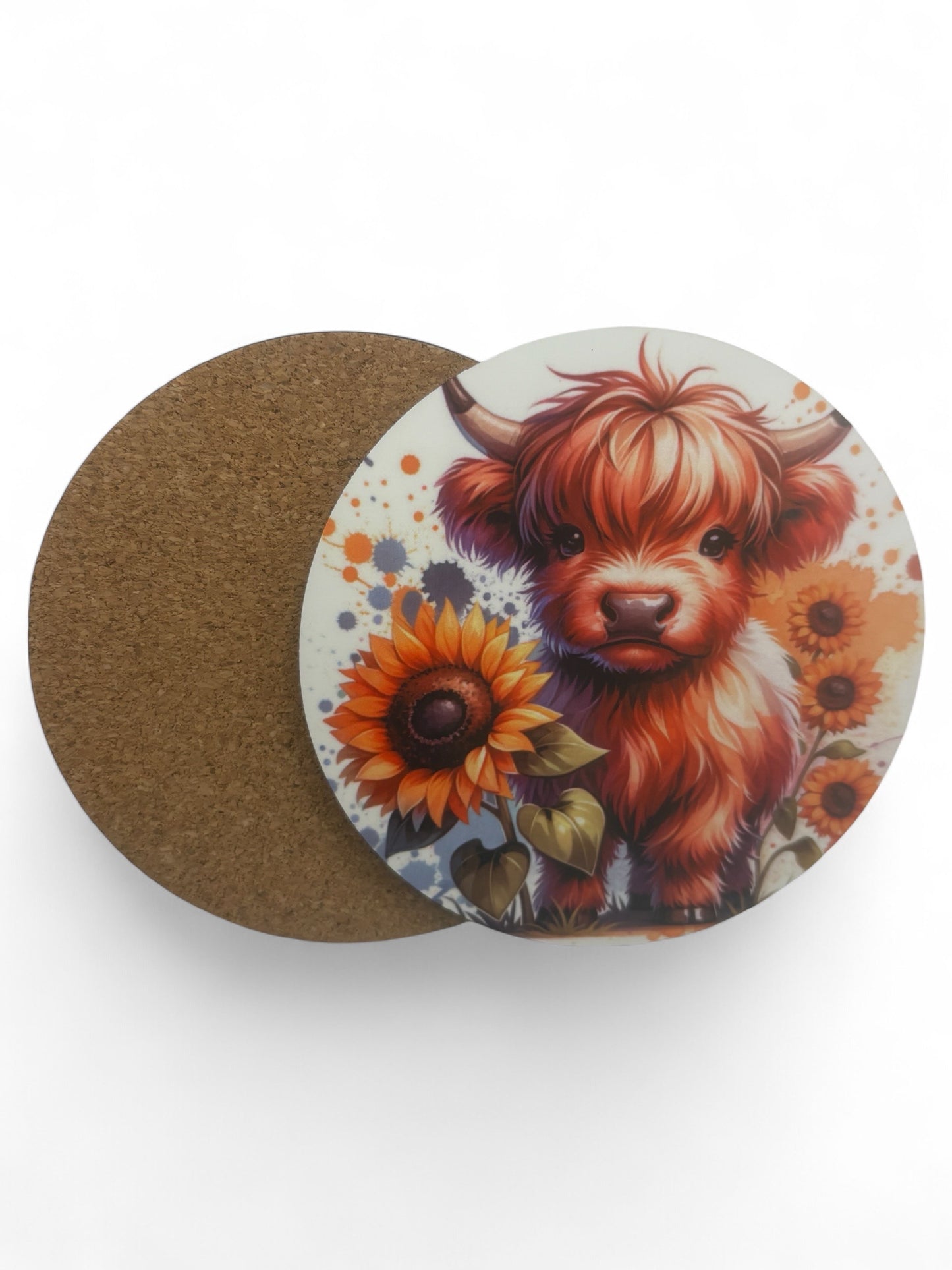 Printed  Highland Cow Wooden Coasters for Stylish Home Décor