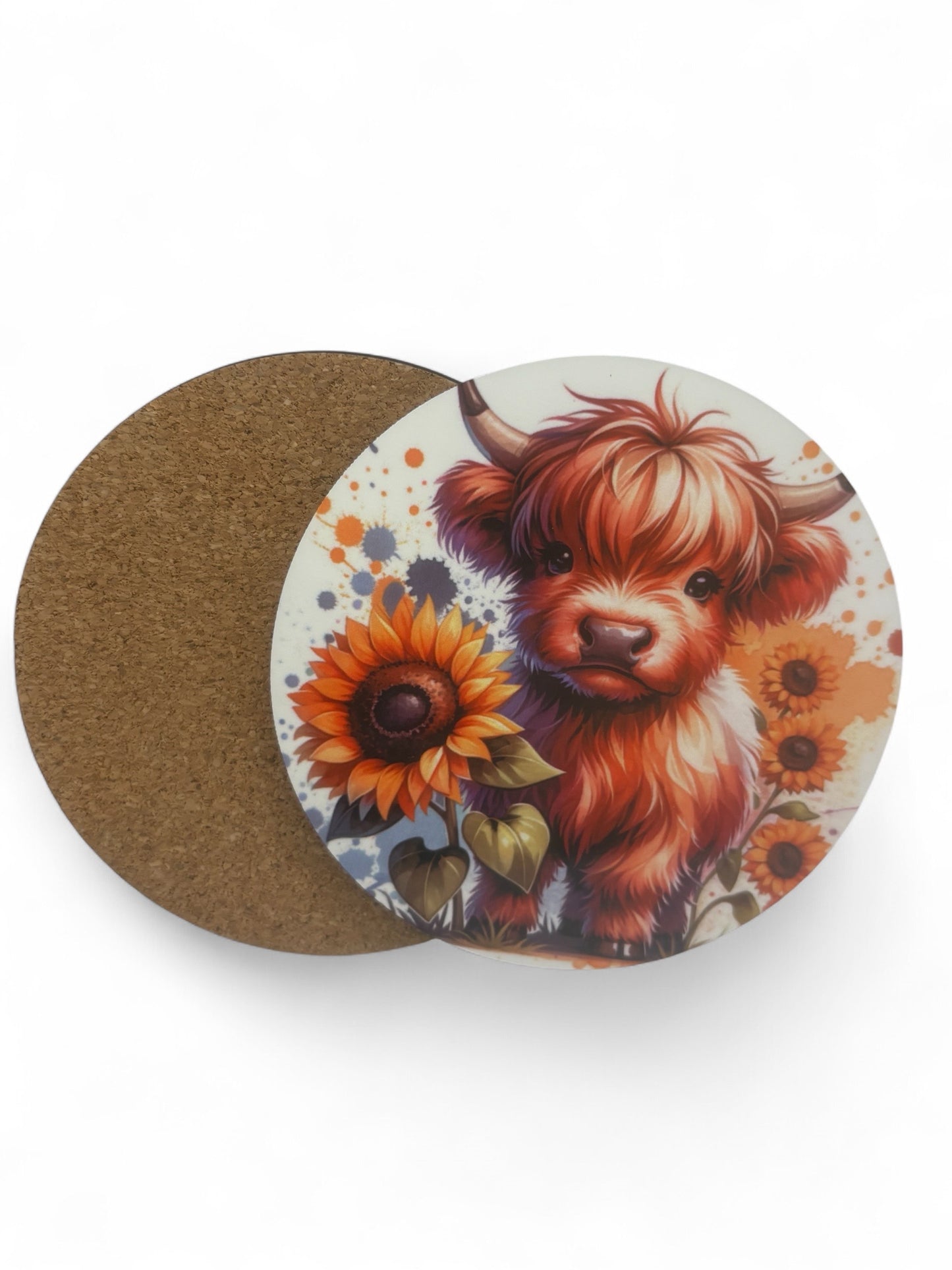 Printed  Highland Cow Wooden Coasters for Stylish Home Décor