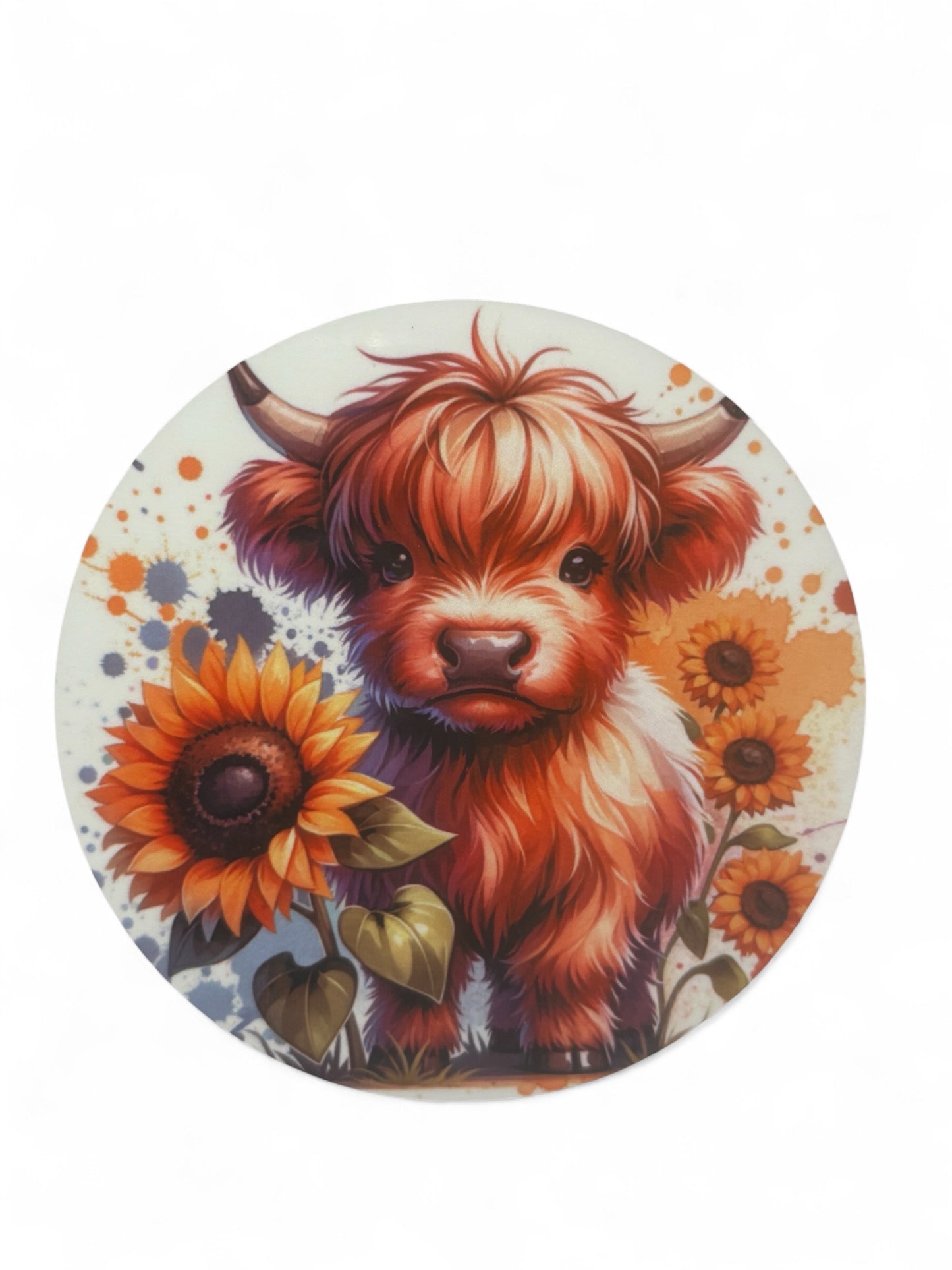 Printed  Highland Cow Wooden Coasters for Stylish Home Décor