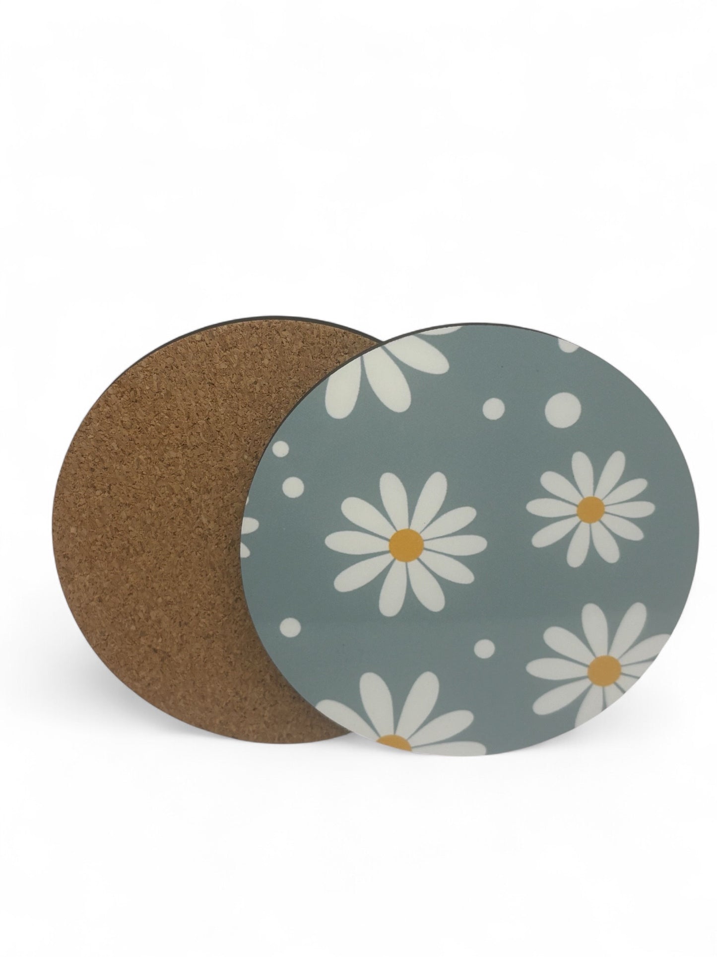 Printed  Blue Daisy Wooden Coasters for Stylish Home Décor