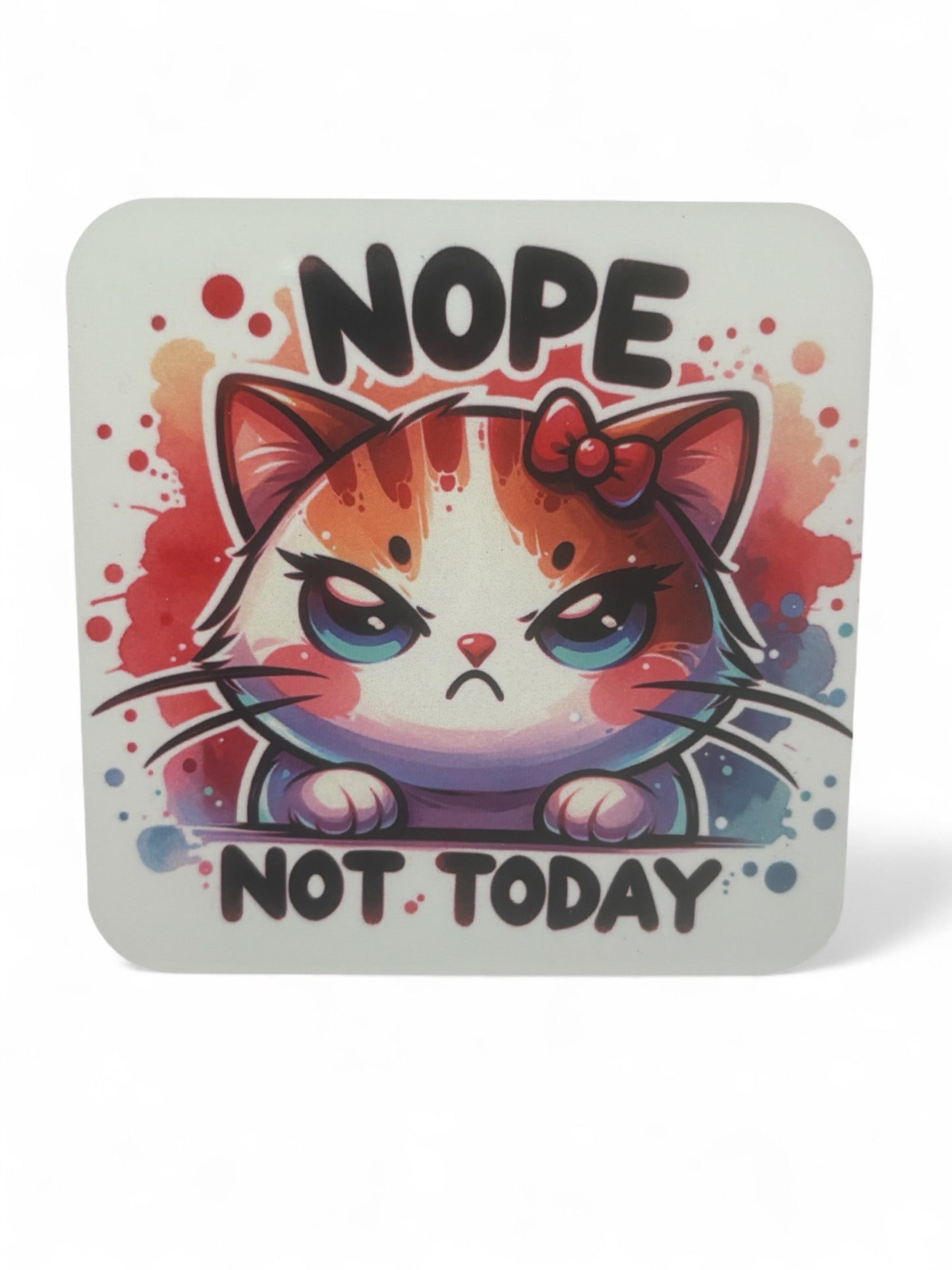 Nope Not Today Wooden Square Coasters