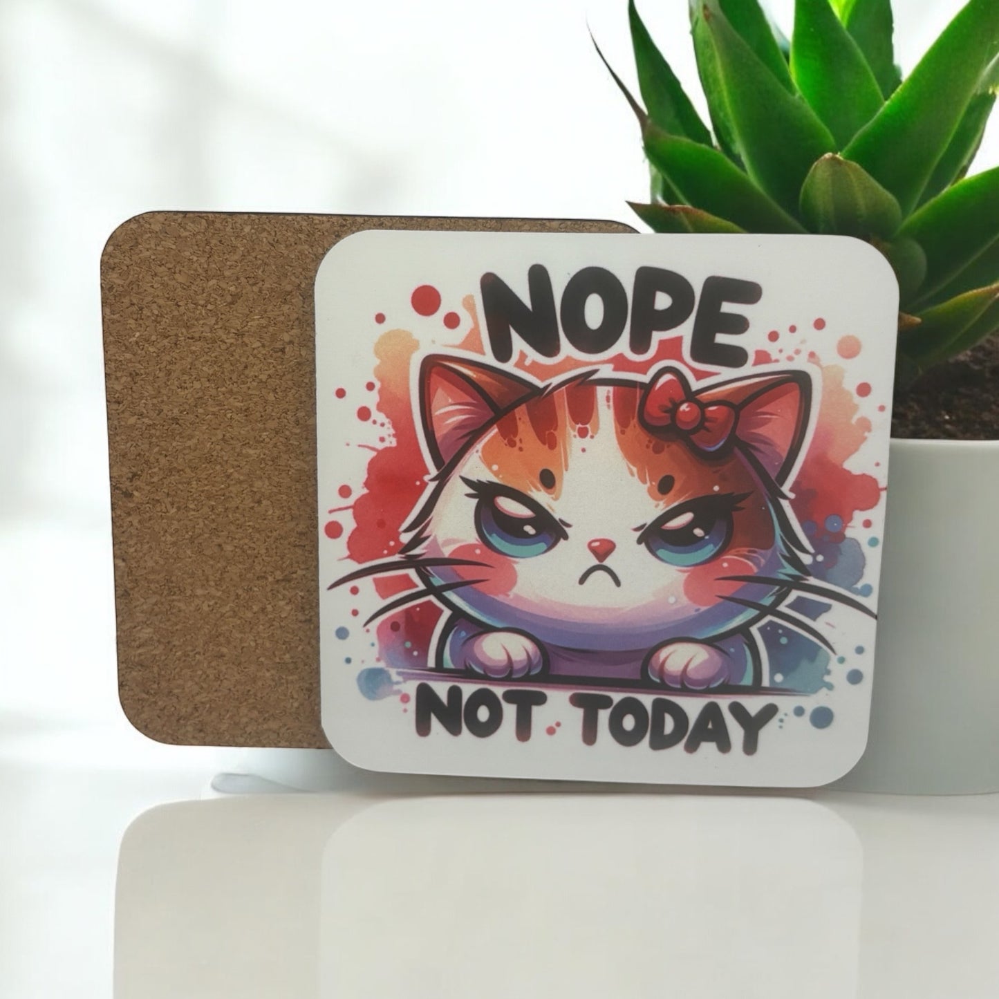 Nope Not Today Wooden Square Coasters