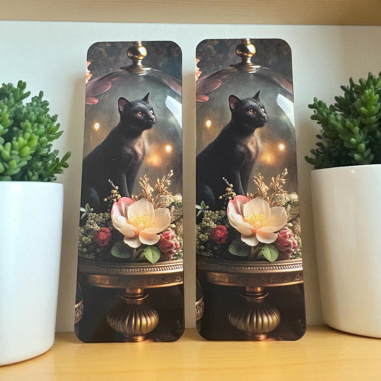 Lovely illustrated Cat In Bottle printed bookmark, Page Saver, Book Lover Gift