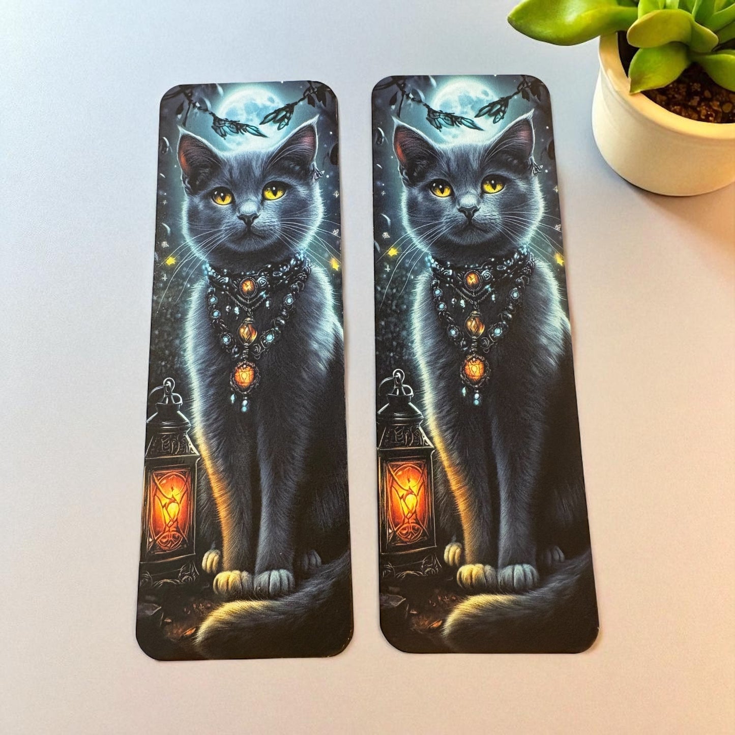 Lovely illustrated Mystical Cat printed bookmark, Page Saver, Book Lover Gift