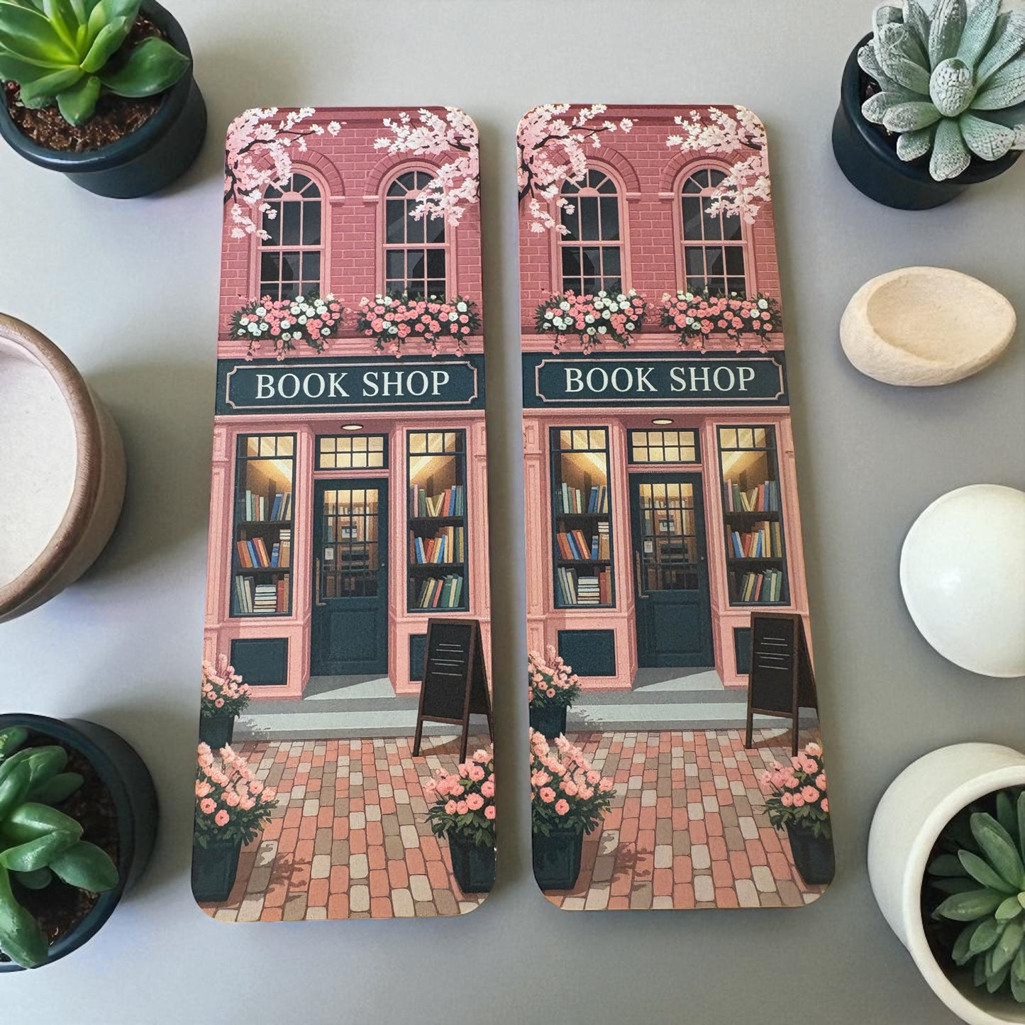 Lovely illustrated Bookshop printed bookmark, Page Saver, Book Lover Gift