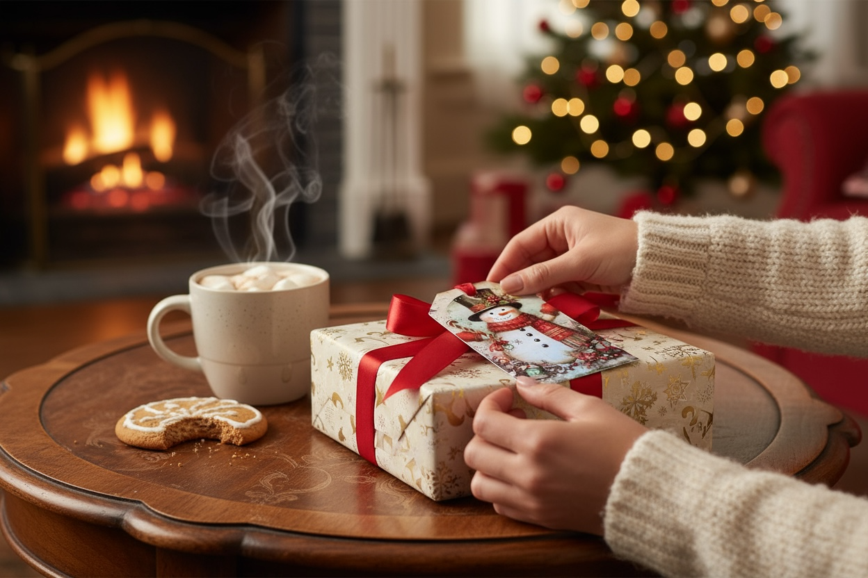 12 X  Snowman Gift Tags, Gift Wrapping, Luggage Tags, Card Making