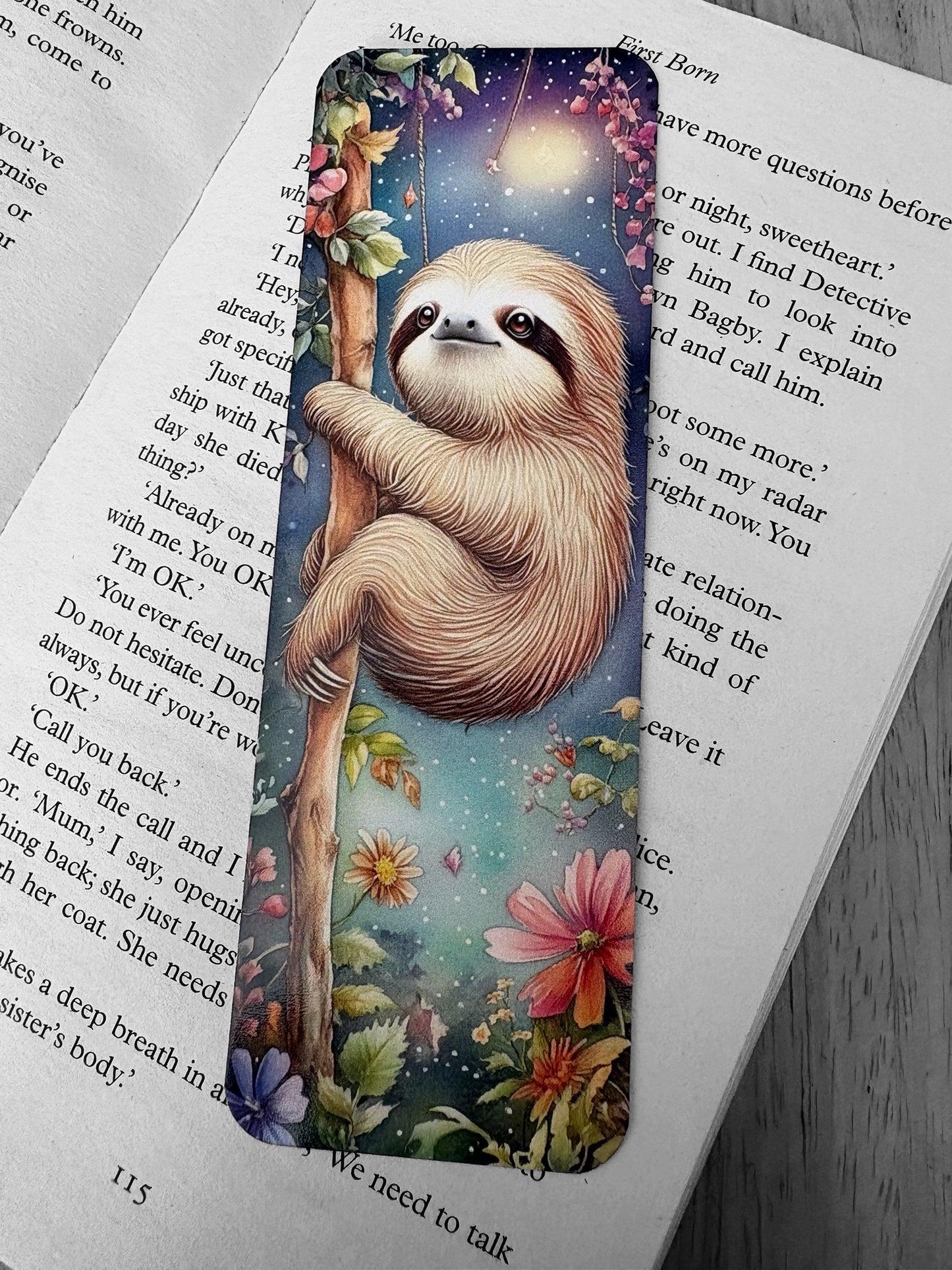 Lovely illustrated Sloth printed bookmark, Page Saver, Book Lover Gift