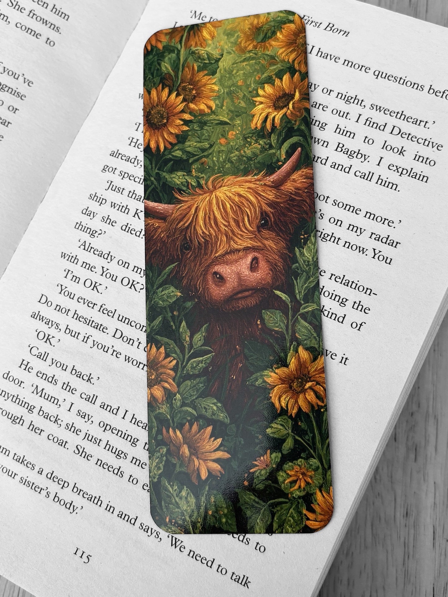 Lovely illustrated Shaggy Highland cow printed bookmark, Page Saver, Book Lover Gift