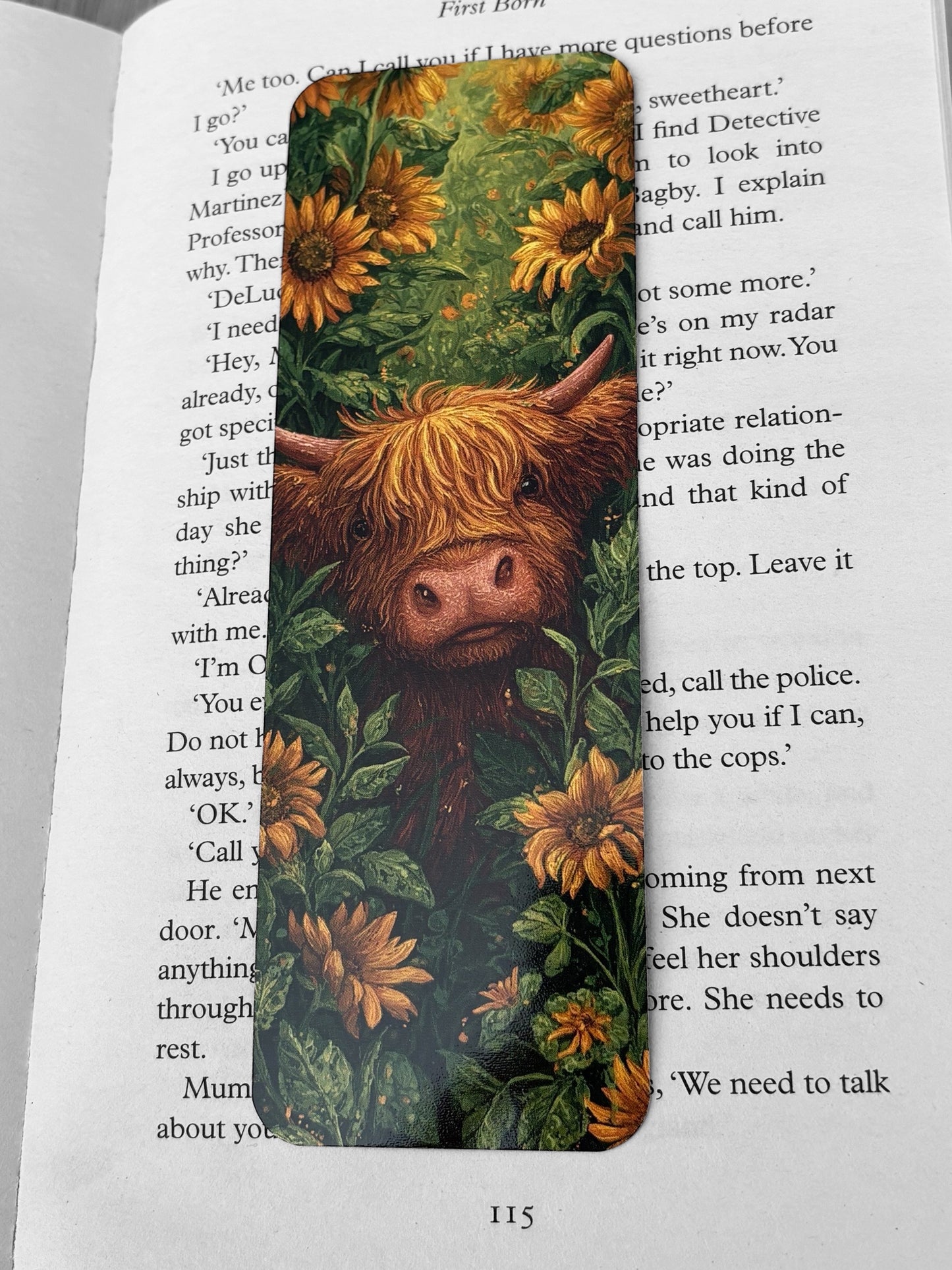 Lovely illustrated Shaggy Highland cow printed bookmark, Page Saver, Book Lover Gift