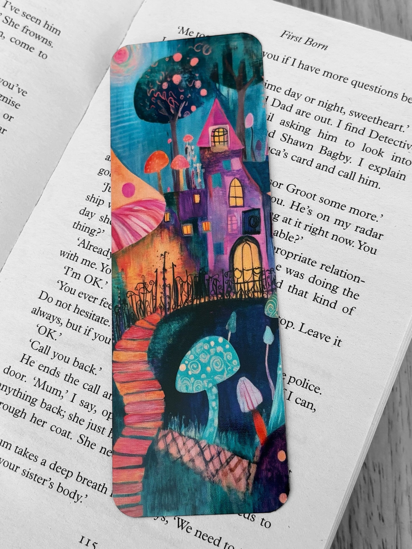 Lovely illustrated Happy place printed bookmark, Page Saver, Book Lover Gift
