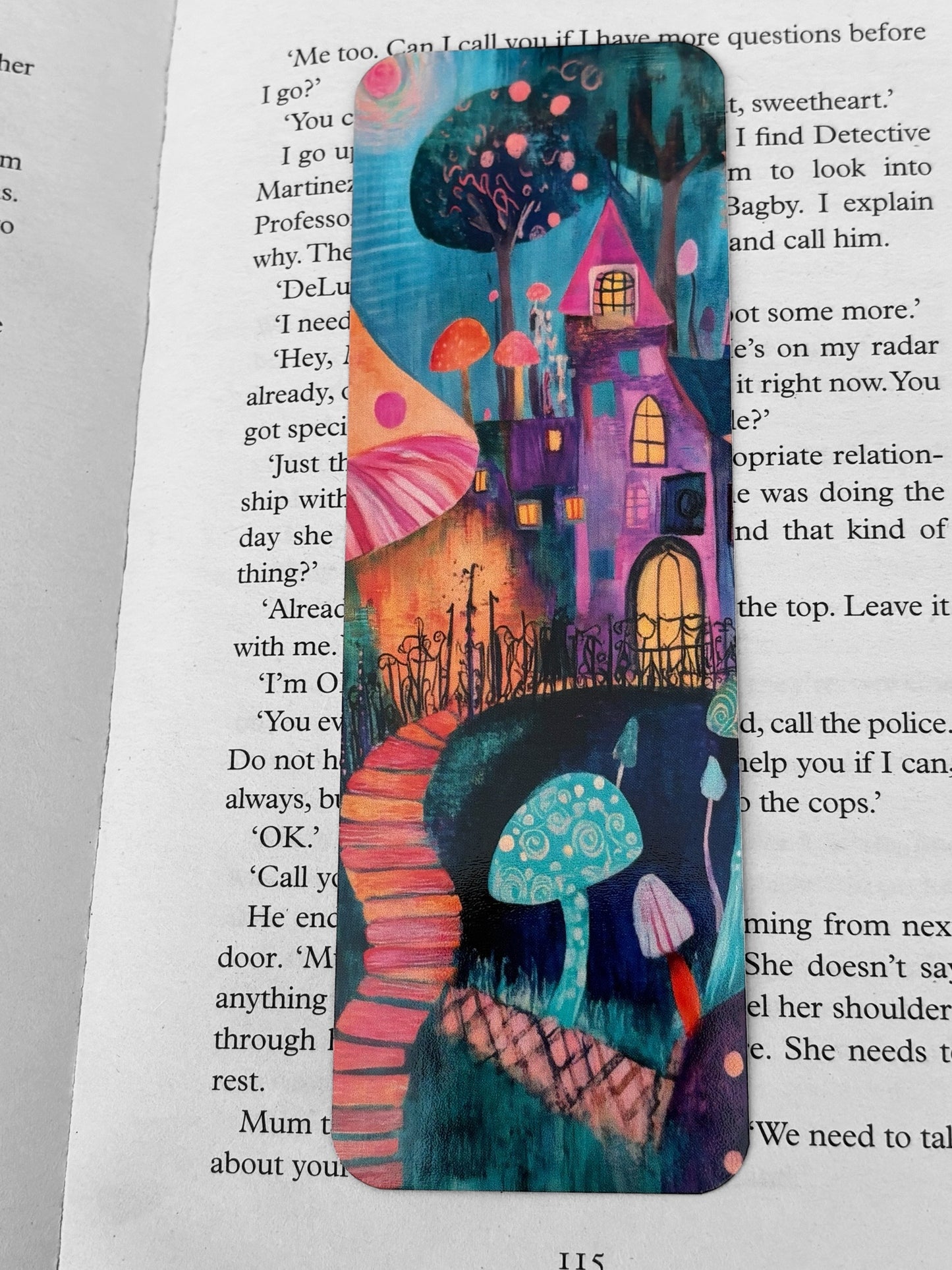 Lovely illustrated Happy place printed bookmark, Page Saver, Book Lover Gift