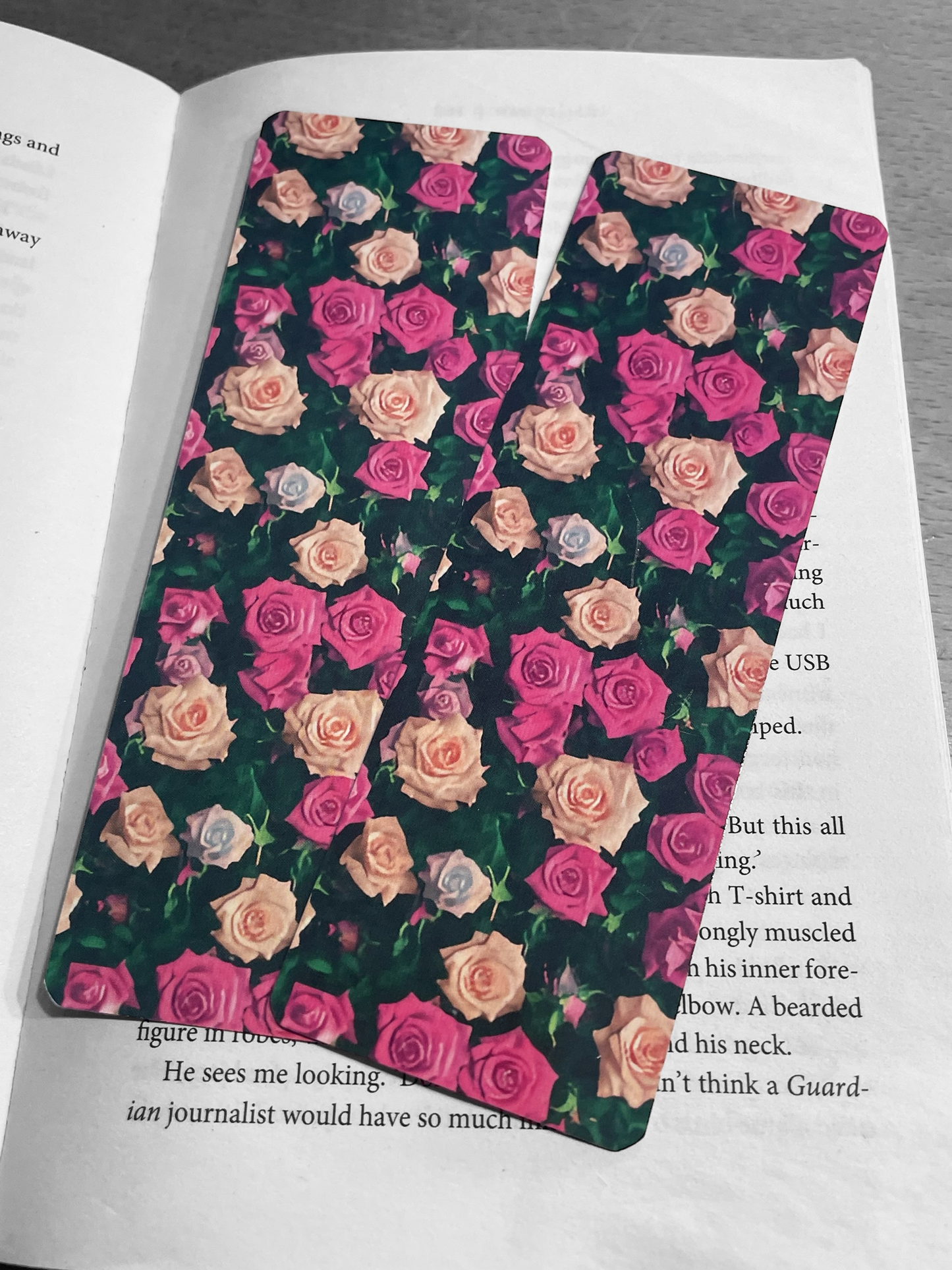 Lovely illustrated Pink Roses bookmark, Page Saver, Book Lover Gift, (Copy)