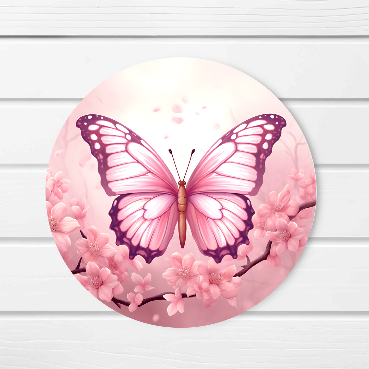 Pink Butterfly Round Cork Backed Wooden Coasters - Eco-Friendly and Stylish Drink Mats