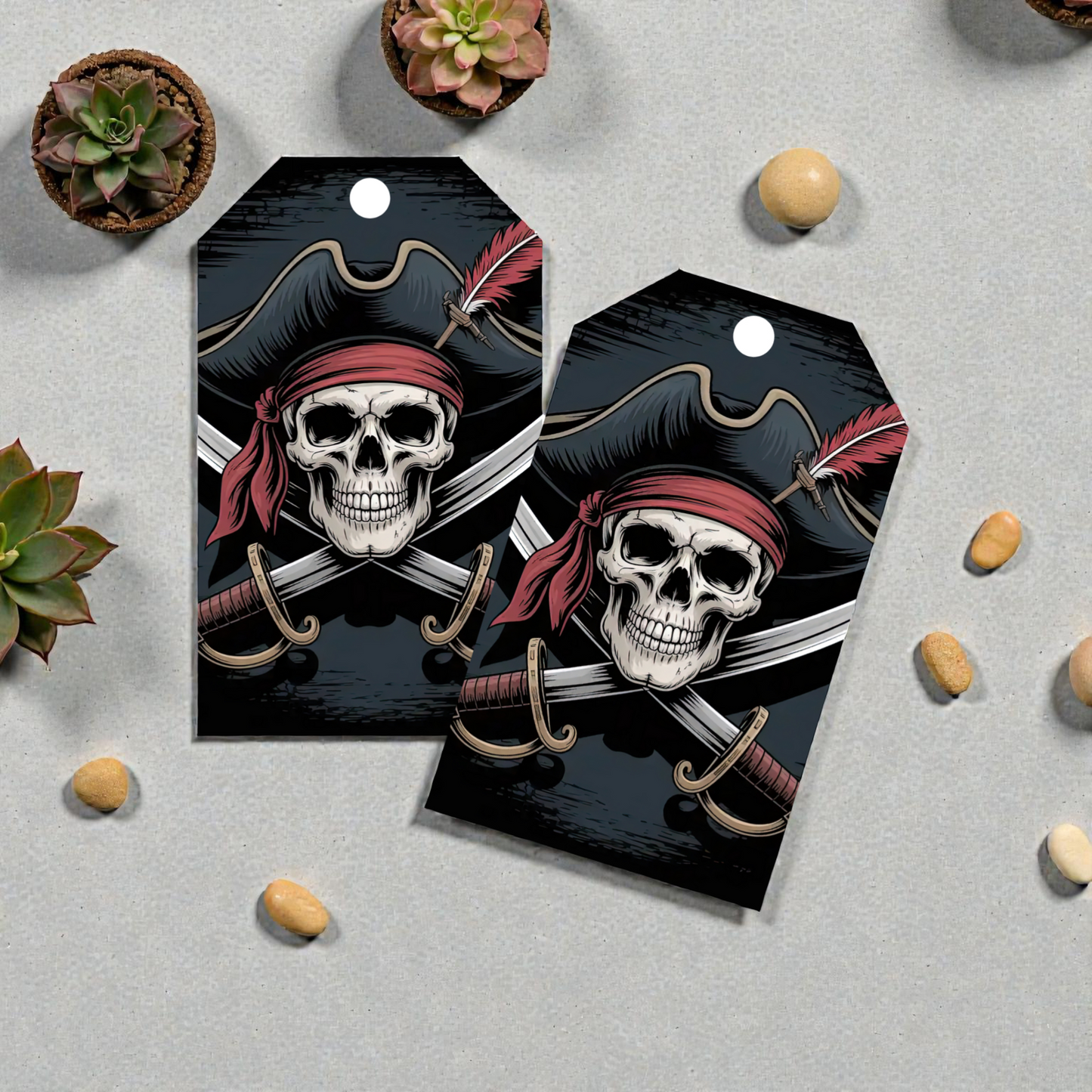 12 X  Pirate Gift Tags, Gift Wrapping, Luggage Tags, Card Making