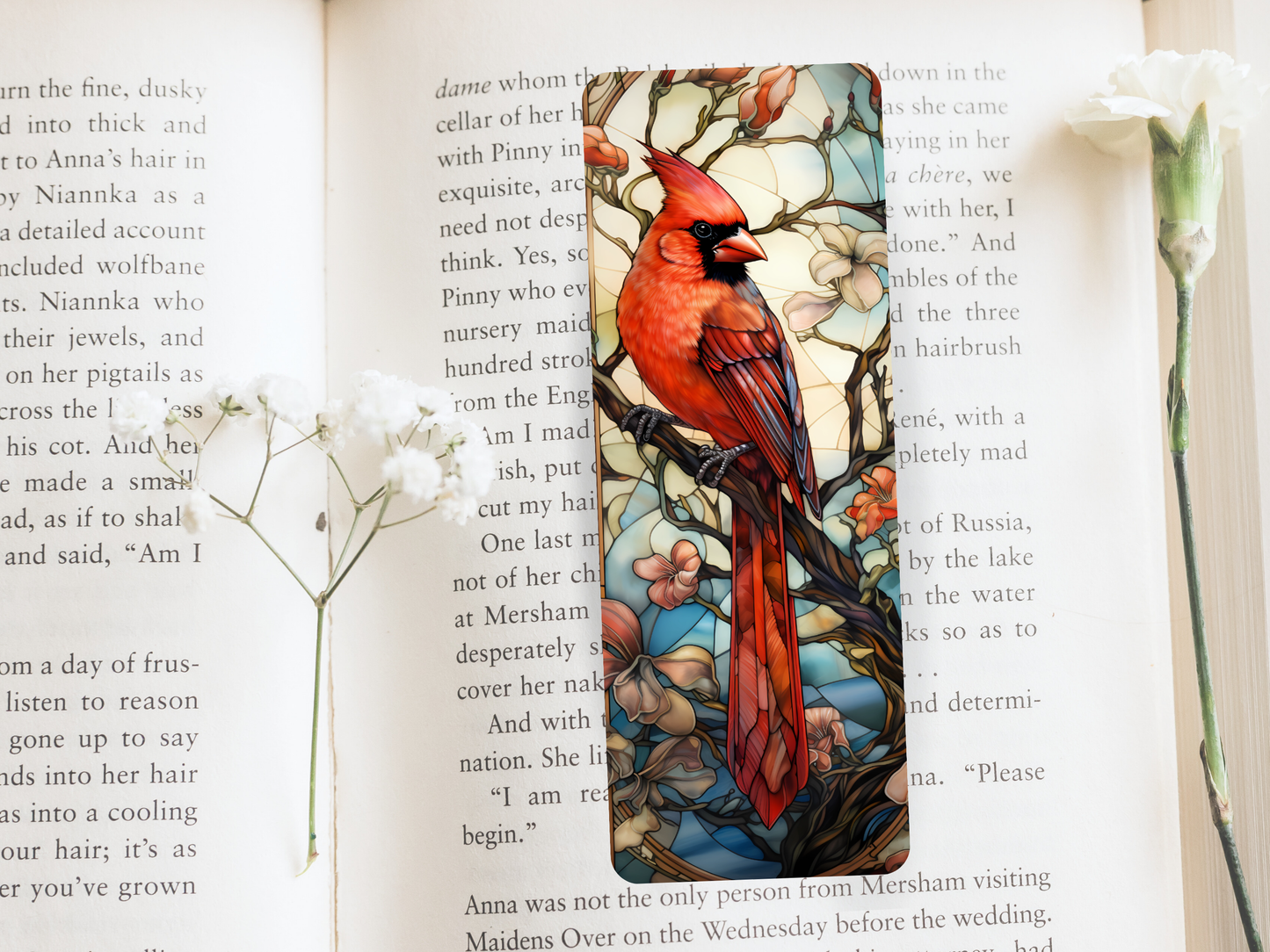 Lovely illustrated Red Cardinal printed bookmark, Page Saver, Book Lover Gift