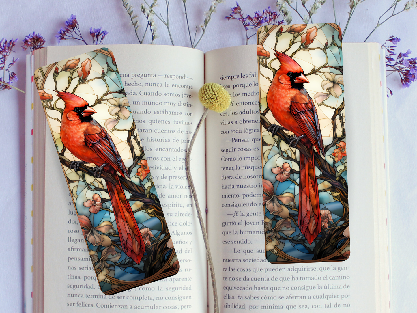 Lovely illustrated Red Cardinal printed bookmark, Page Saver, Book Lover Gift