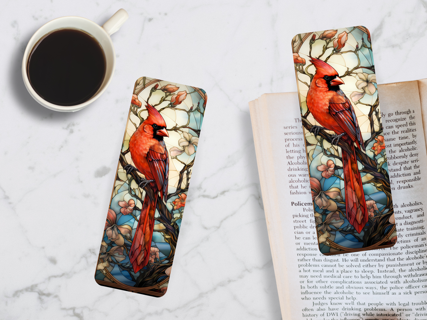 Lovely illustrated Red Cardinal printed bookmark, Page Saver, Book Lover Gift